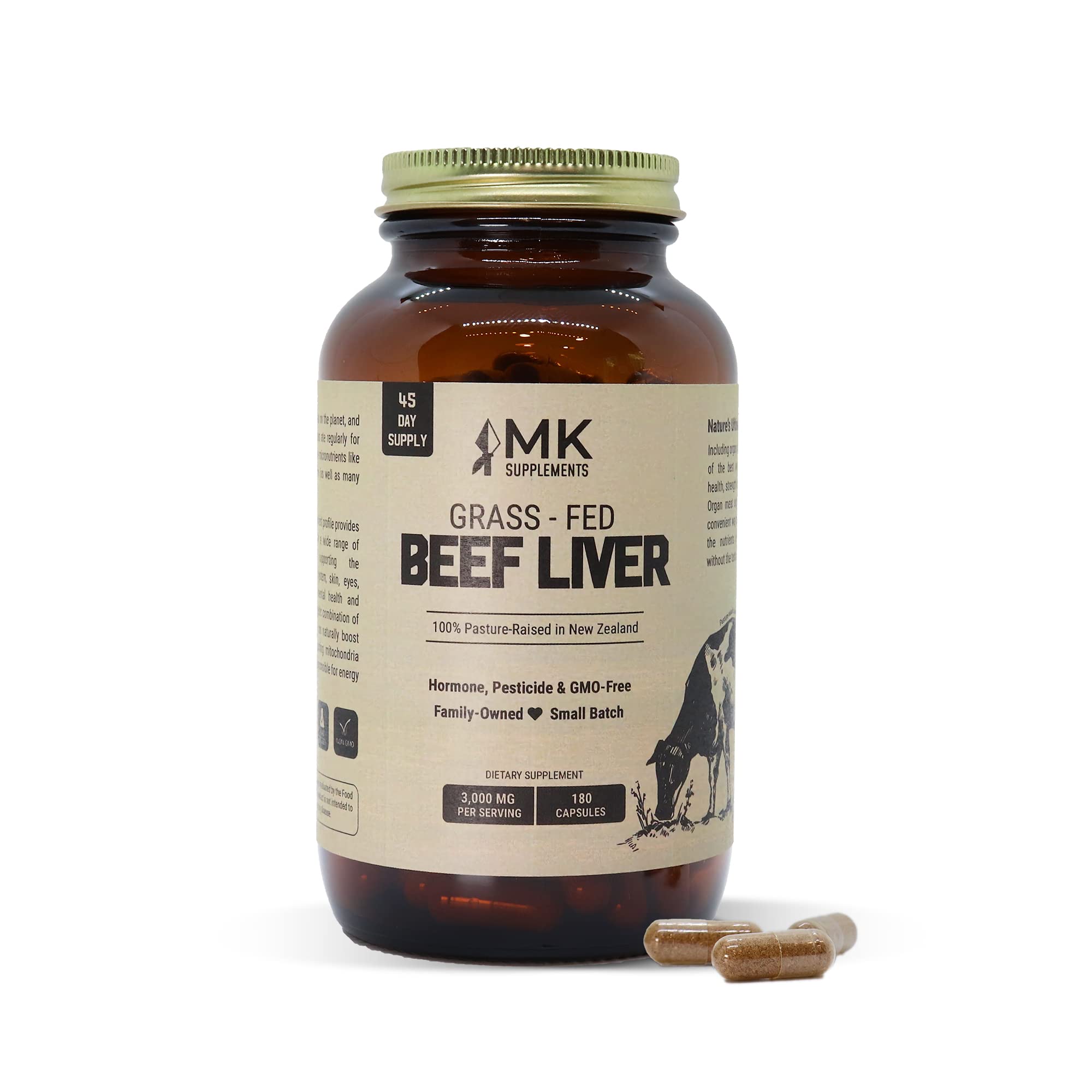Foto 1 | Suplemento Mk Supplements Hígado De Res Alimentado Con Pasto 3000 Mg 180 Ca - Venta Internacional.