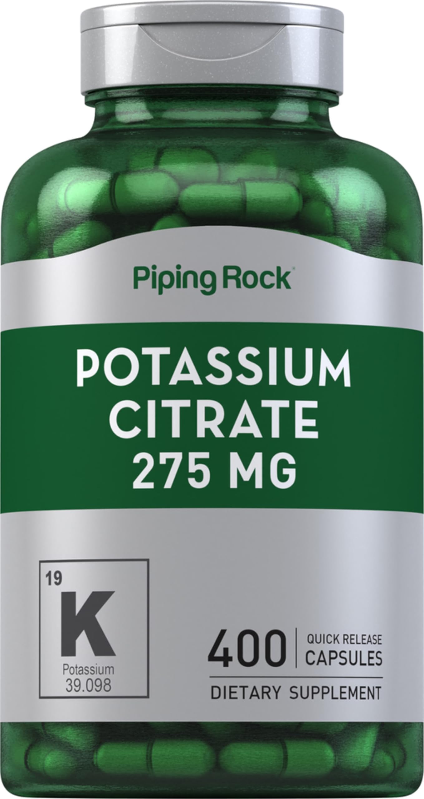 Foto 2 pulgar | Suplemento De Citrato De Potasio Piping Rock 275 Mg 400 Cápsulas - Venta Internacional.