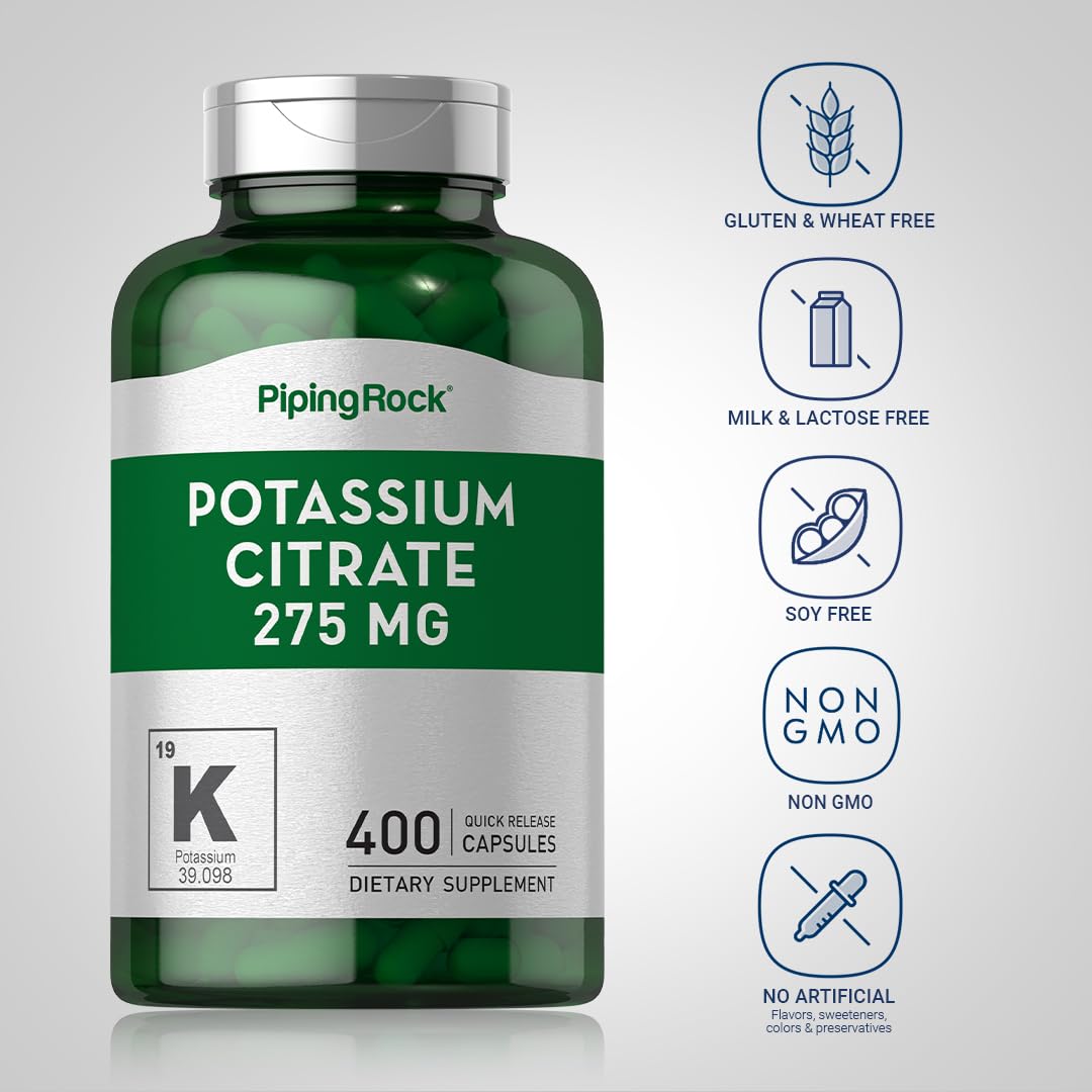 Foto 4 pulgar | Suplemento De Citrato De Potasio Piping Rock 275 Mg 400 Cápsulas - Venta Internacional.