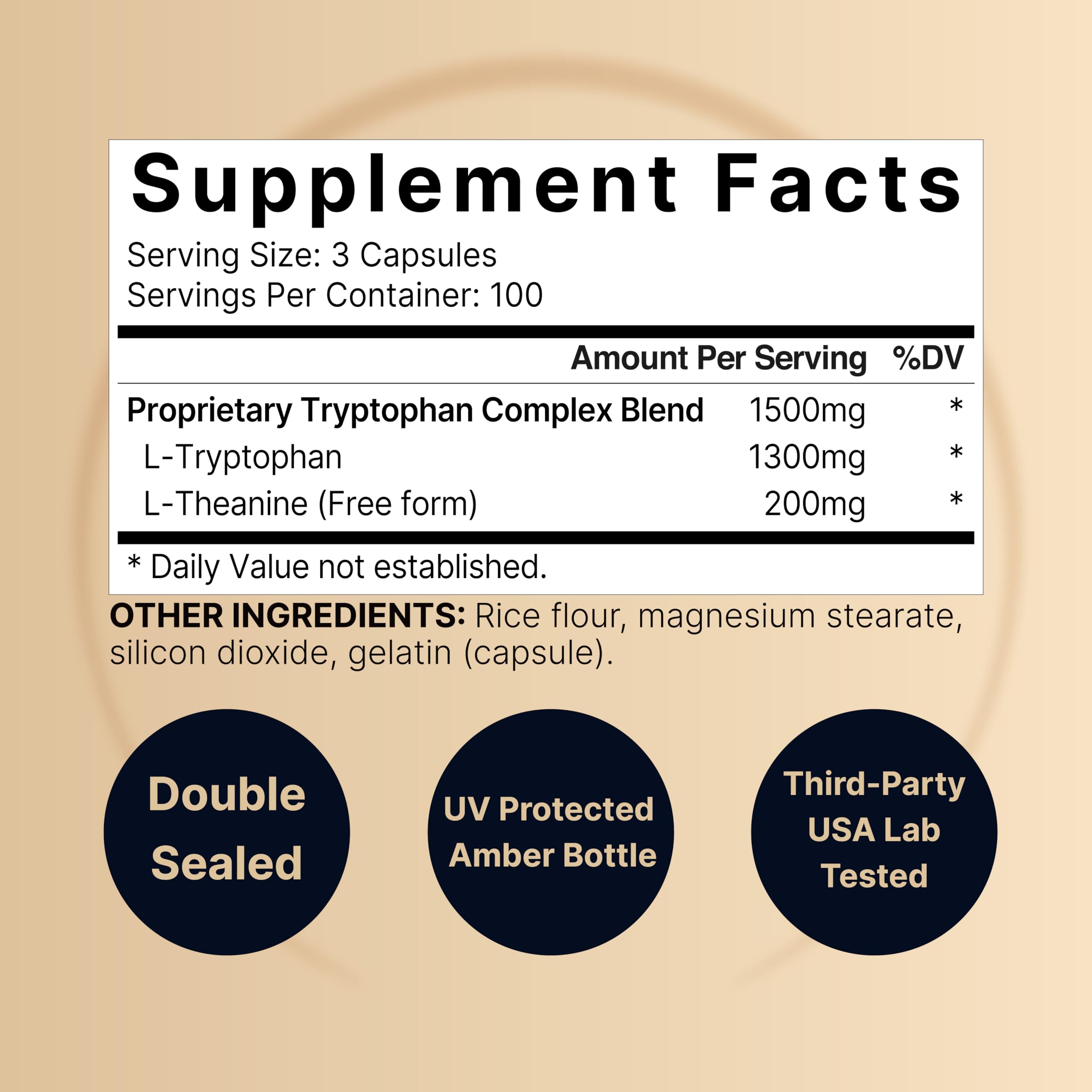 Foto 3 pulgar | Suplemento Naturebell L Triptófano 1300 Mg Con L Teanina 200 Mg - Venta Internacional.