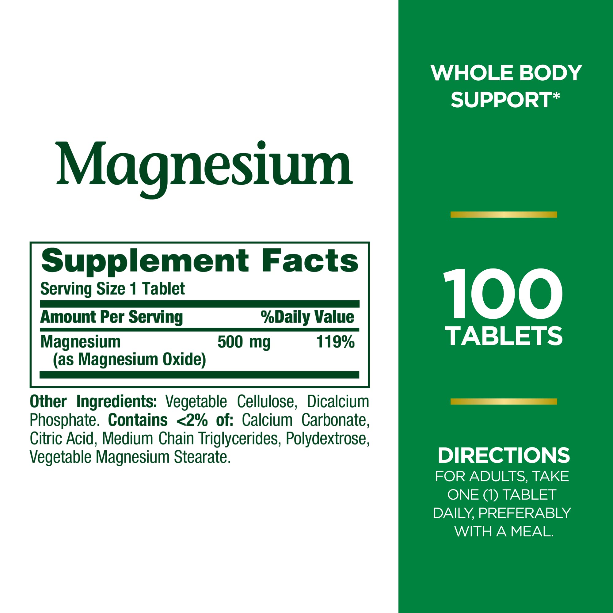Foto 3 pulgar | Suplemento Nature's Bounty Magnesio 500 Mg 100 Comprimidos - Venta Internacional.