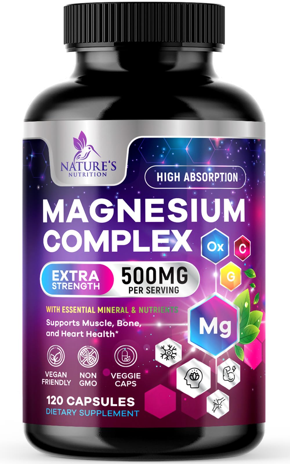 Foto 2 pulgar | Suplemento Complejo De Magnesio Nature's Nutrition 500 Mg 120 Cápsulas - Venta Internacional.