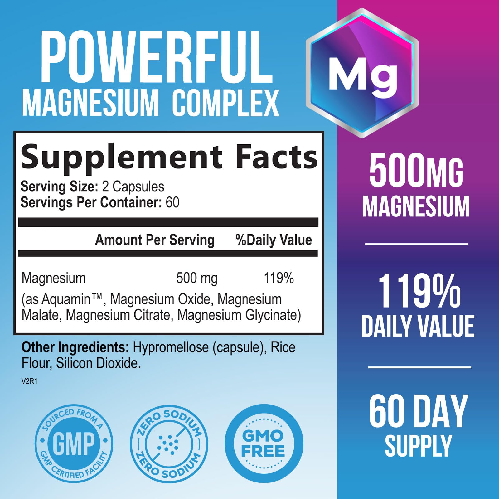 Foto 3 pulgar | Suplemento Complejo De Magnesio Nature's Nutrition 500 Mg 120 Cápsulas - Venta Internacional.