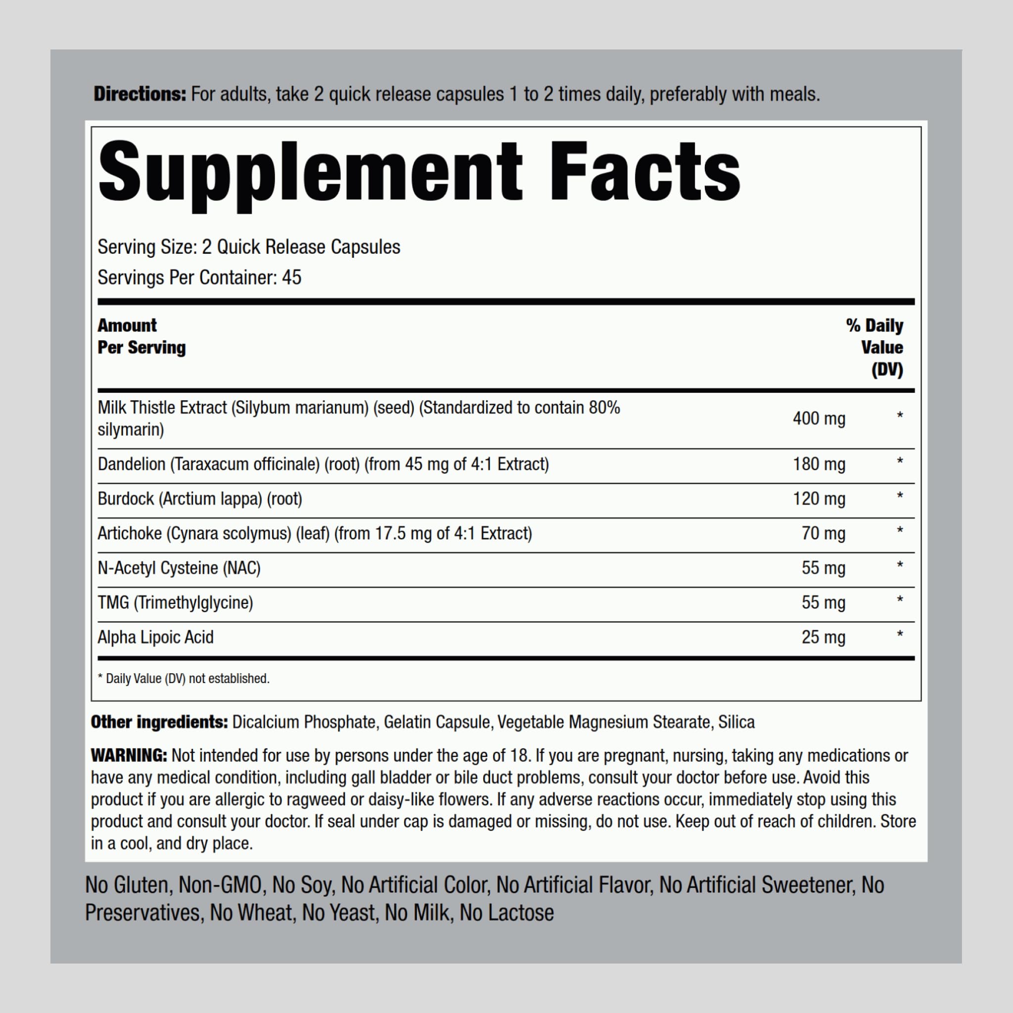 Foto 3 pulgar | Suplemento Piping Rock Liver Cleanse Complex 90 Cápsulas - Venta Internacional.
