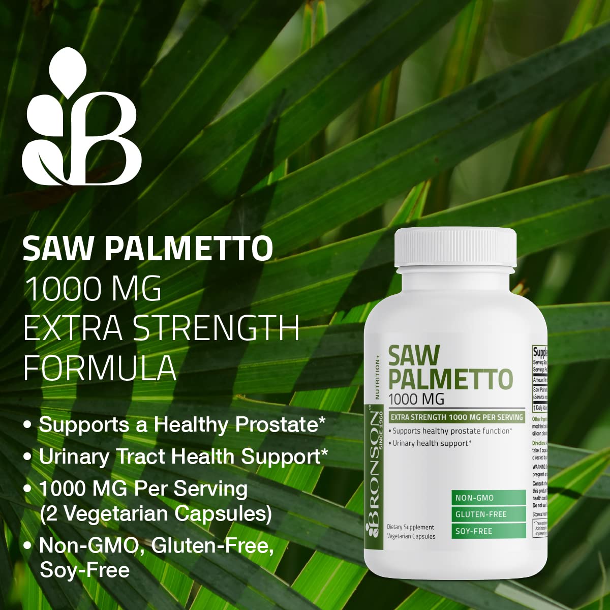 Foto 4 pulgar | Suplemento Bronson Saw Palmetto 1000 Mg Para Próstata 100 Cápsulas - Venta Internacional.