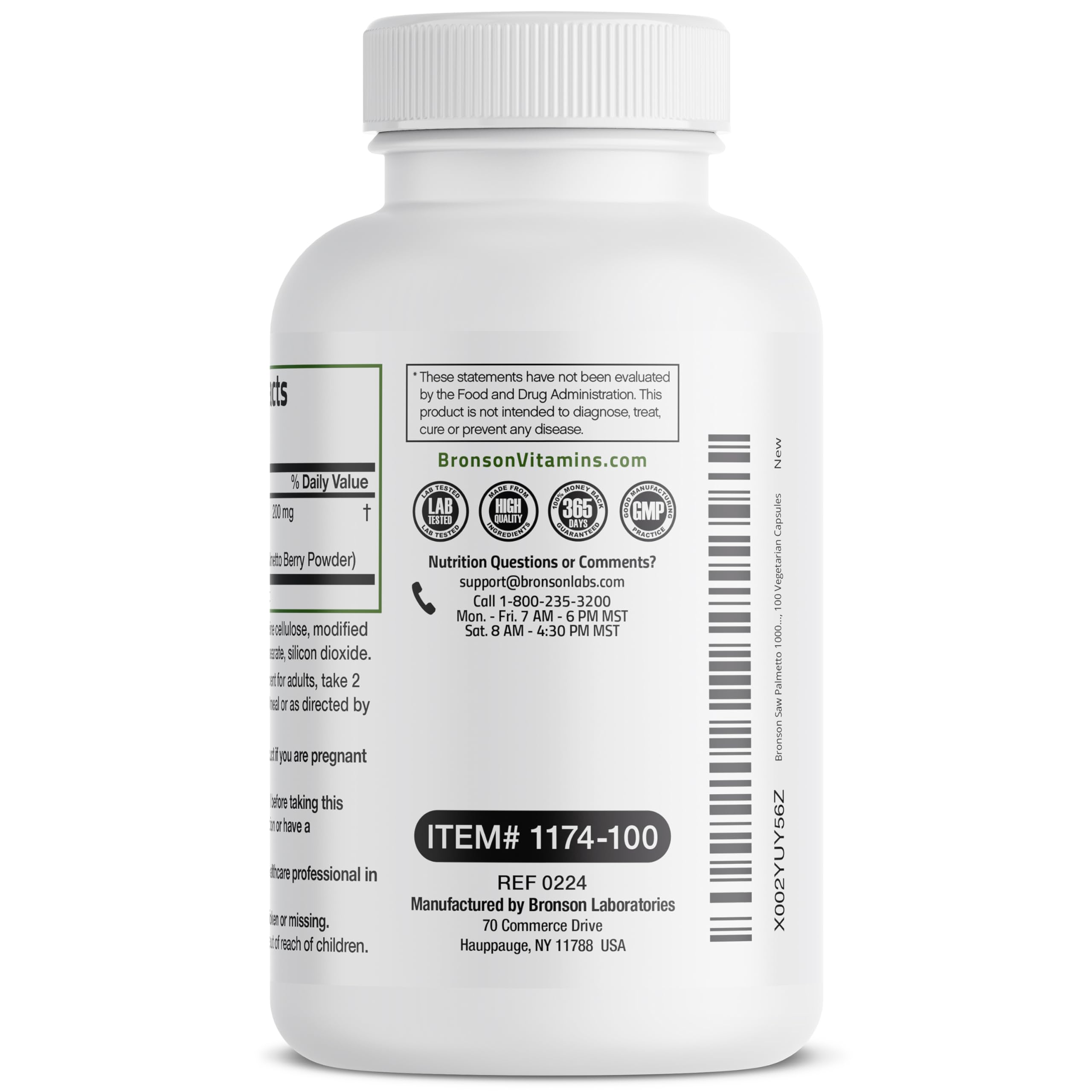 Foto 7 | Suplemento Bronson Saw Palmetto 1000 Mg Para Próstata 100 Cápsulas - Venta Internacional.