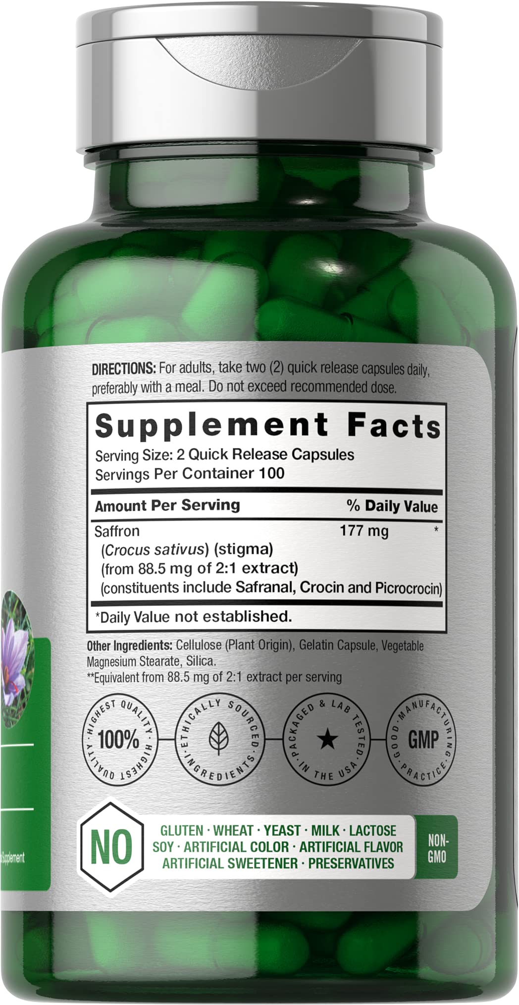 Foto 2 | Suplemento Horbäach, Extracto De Azafrán, Cápsulas, 177 Mg, 200 Unidades - Venta Internacional.