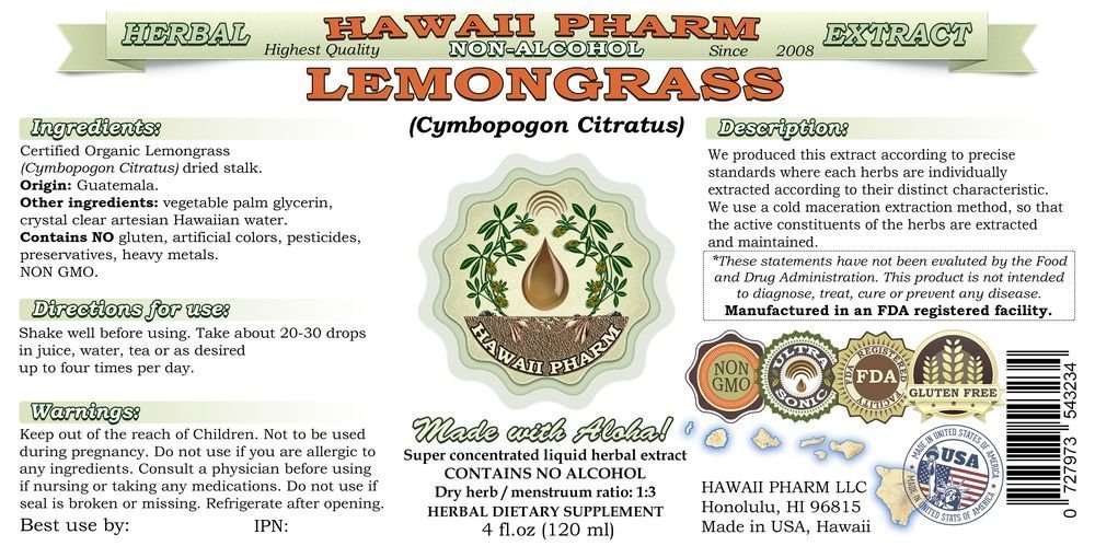 Foto 3 pulgar | Suplemento De Extracto De Limoncillo Sin Alcohol De Hawaii Pharm, 60 Ml - Venta Internacional.