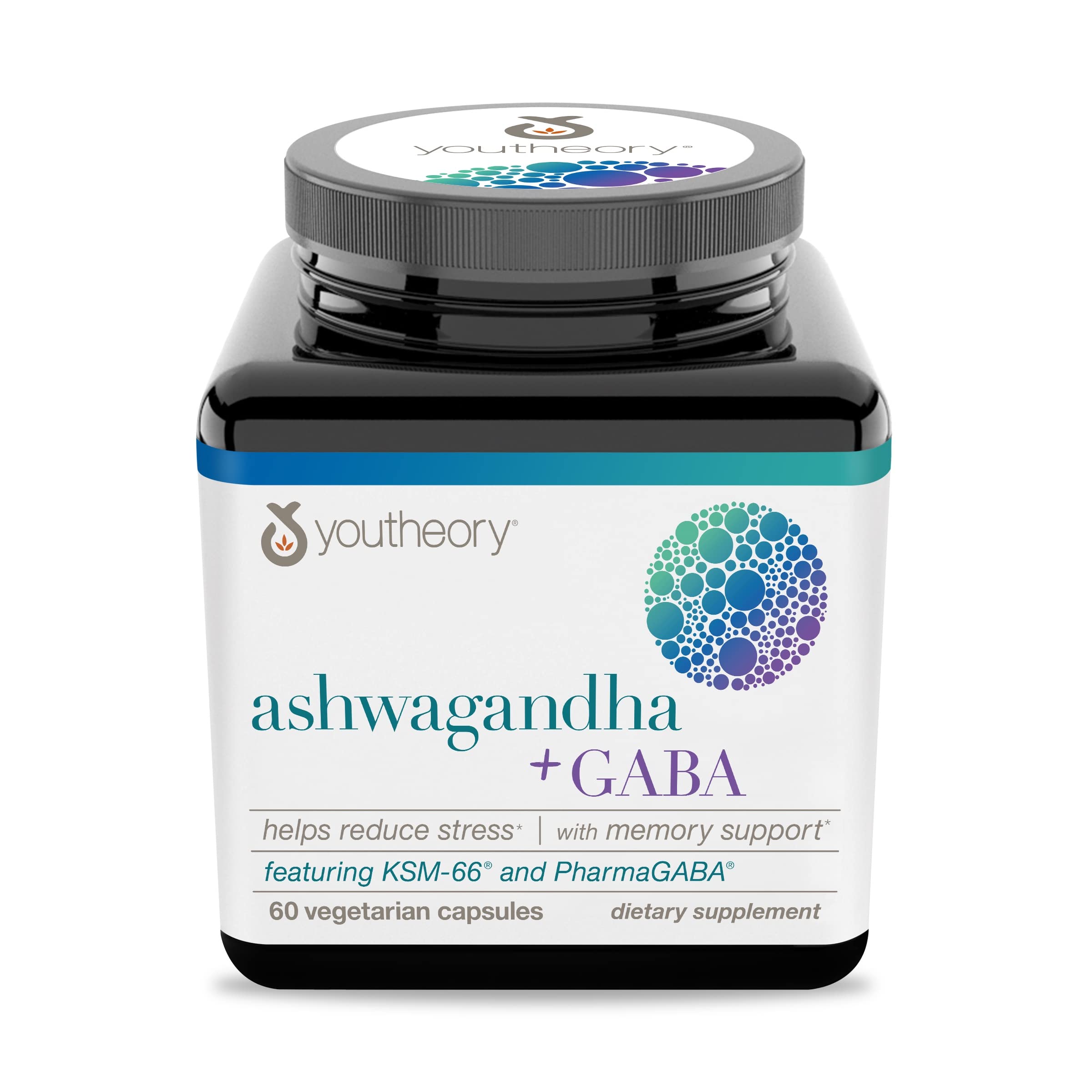 Suplemento Youtheory Ashwagandha + Gaba 60 Cápsulas - Venta Internacional.