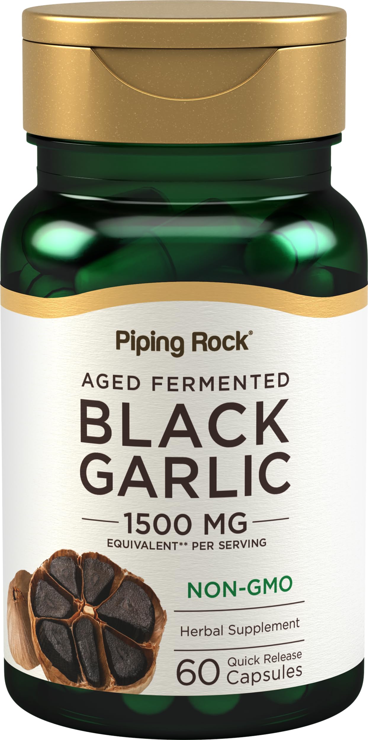 Foto 2 pulgar | Suplemento Piping Rock Black Garlic 1500 Mg 60 Cápsulas - Venta Internacional.