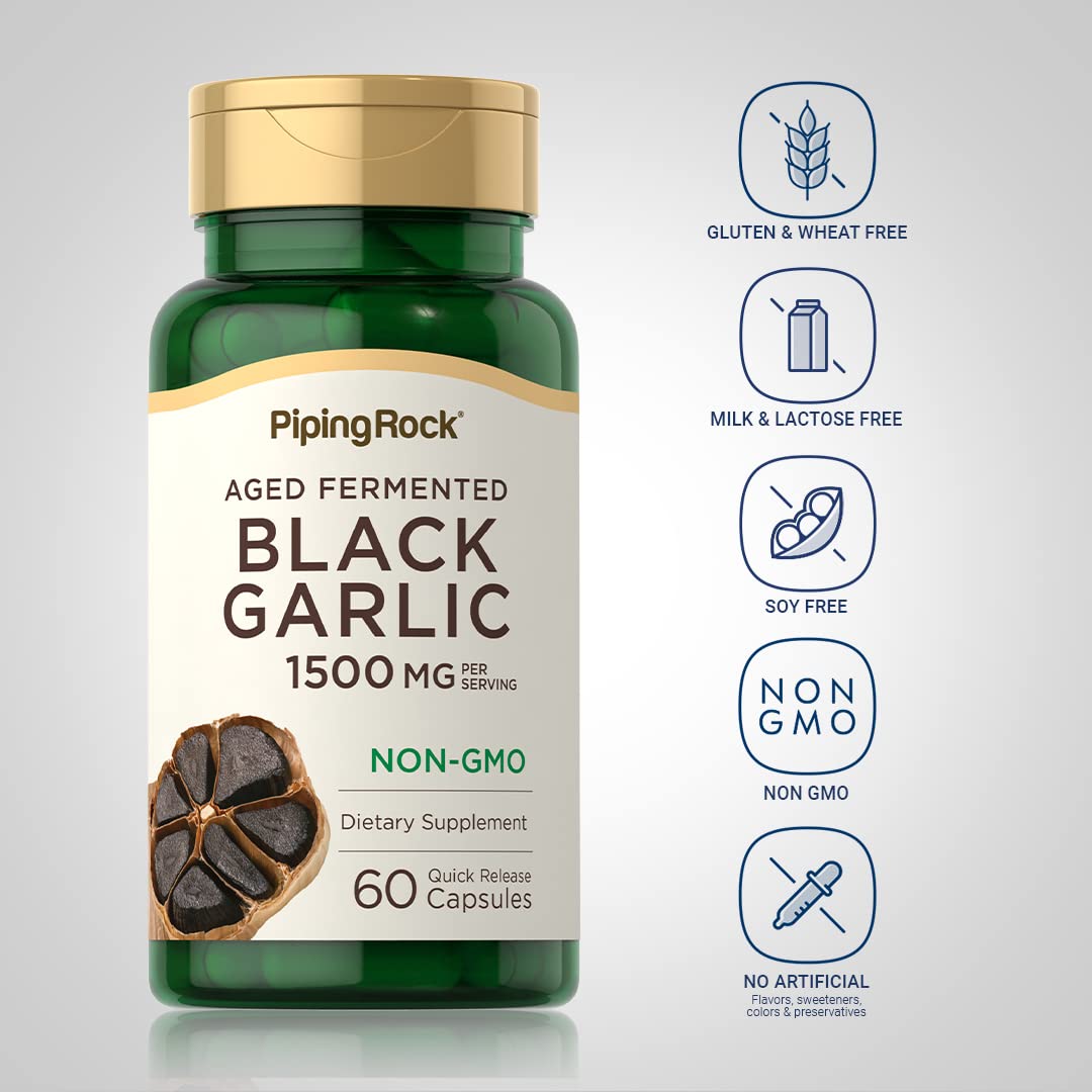 Foto 4 pulgar | Suplemento Piping Rock Black Garlic 1500 Mg 60 Cápsulas - Venta Internacional.