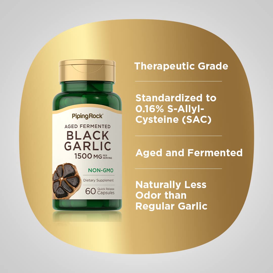 Foto 5 pulgar | Suplemento Piping Rock Black Garlic 1500 Mg 60 Cápsulas - Venta Internacional.