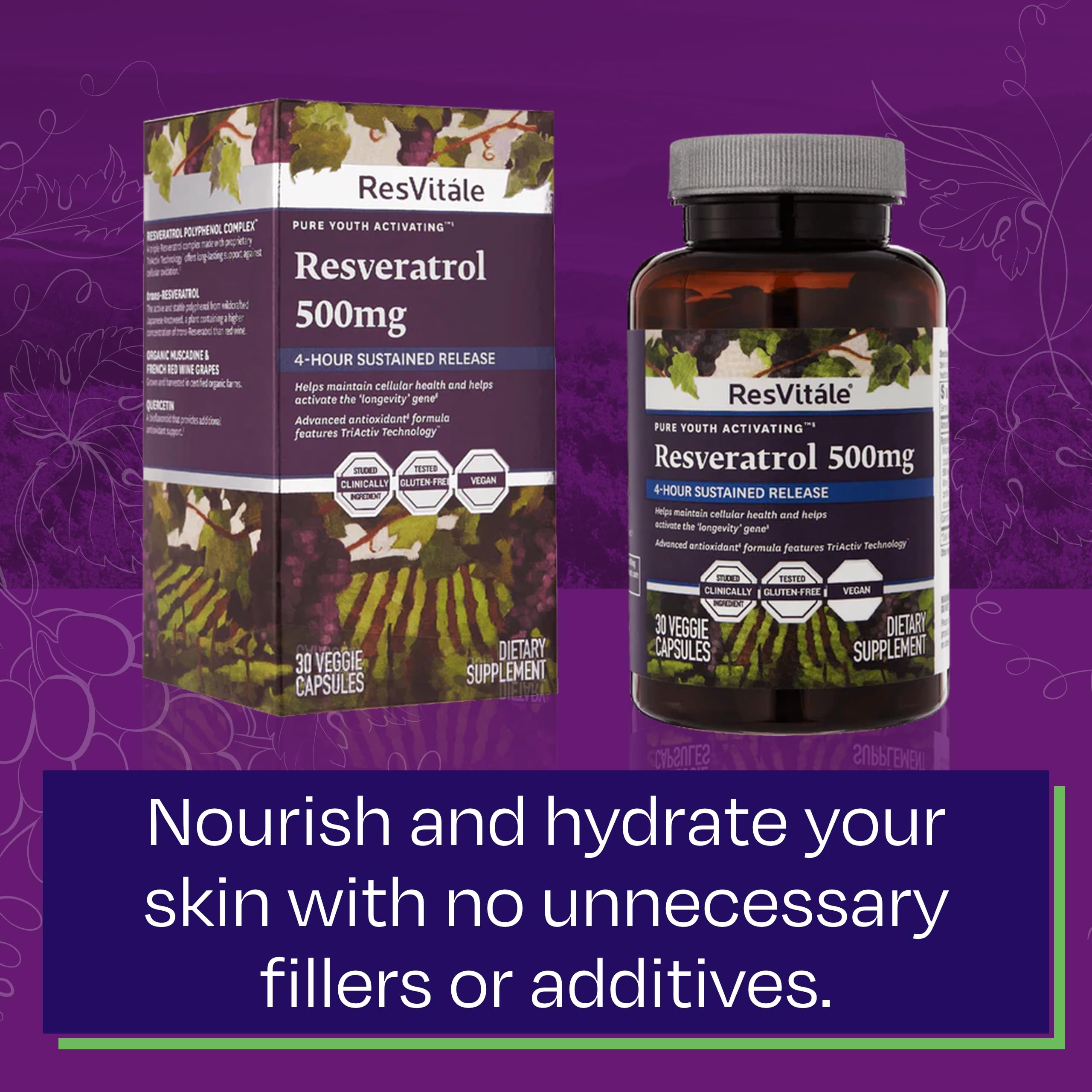 Foto 5 | Suplemento Resvitále Resveratrol 500 Mg Para Hombres Y Mujeres - Venta Internacional.