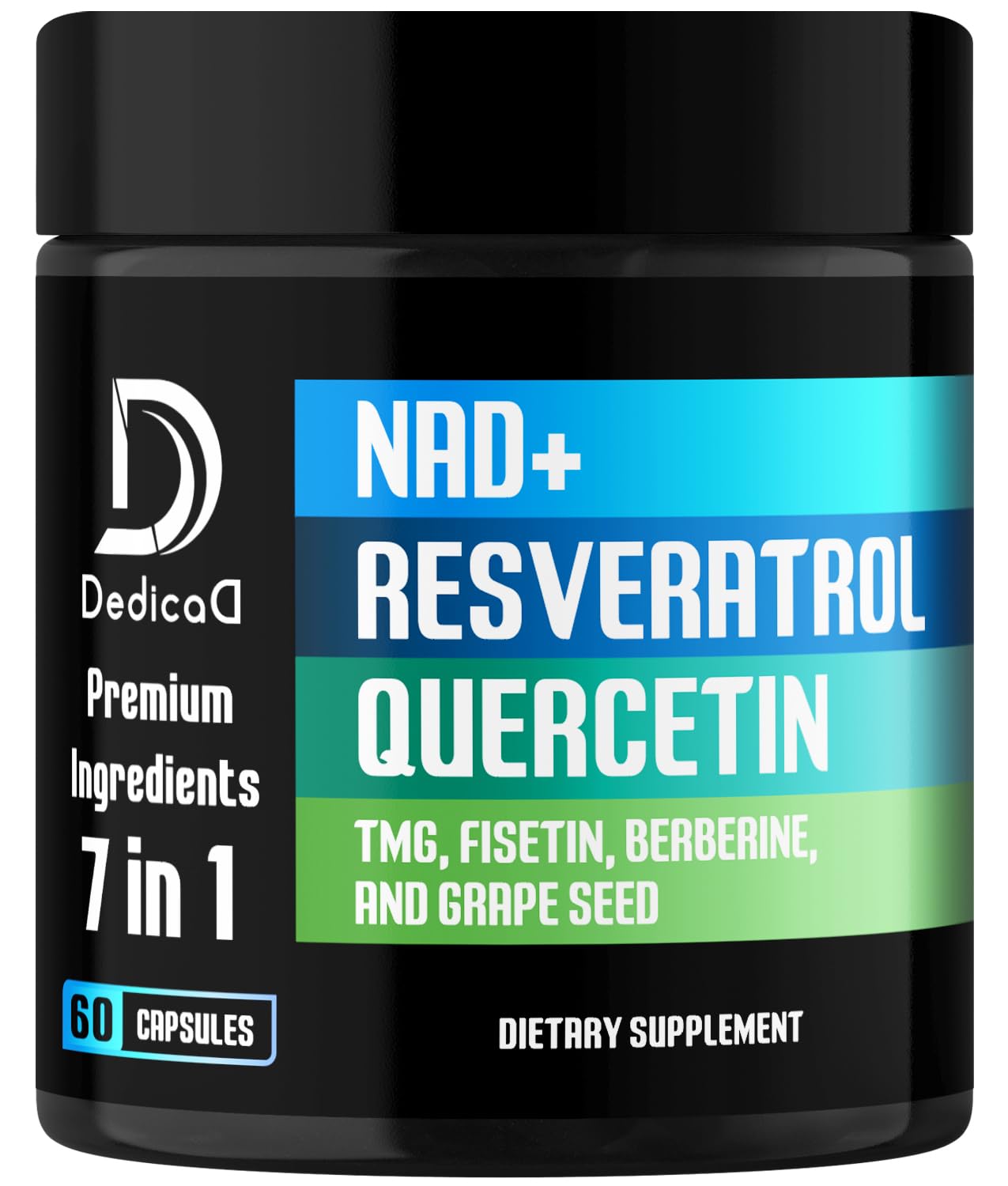 Suplemento Dedicad Nad+ 1000 Mg Con Resveratrol Y Quercetina 60 Cápsulas - Venta Internacional.