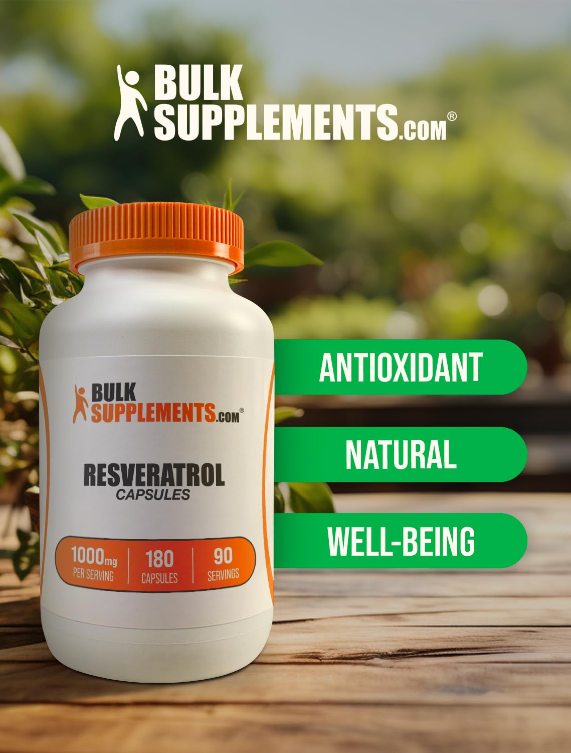 Foto 6 pulgar | Suplemento De Resveratrol Bulksupplements.com 1000 Mg 180 Cápsulas - Venta Internacional.
