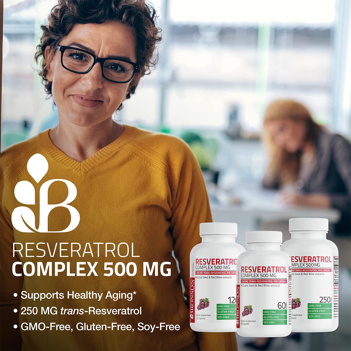 Foto 3 | Suplemento Bronson Resveratrol 500 Complex 120 Cápsulas - Venta Internacional.