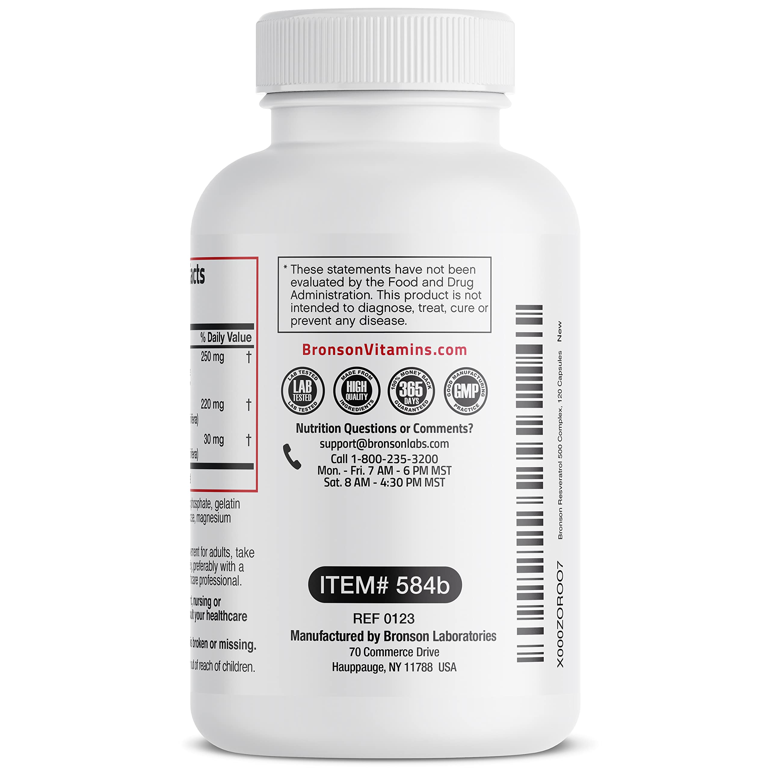 Foto 7 | Suplemento Bronson Resveratrol 500 Complex 120 Cápsulas - Venta Internacional.