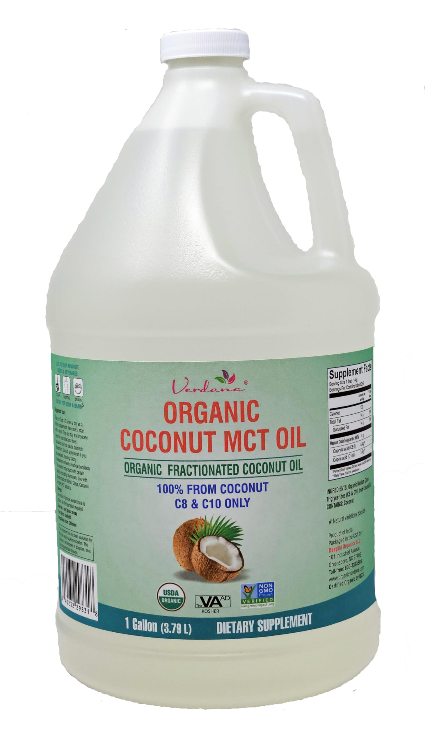Foto 2 pulgar | Aceite Mct De Coco Verdana Usda, Grado Alimenticio Orgánico, 1 Galón - Venta Internacional.