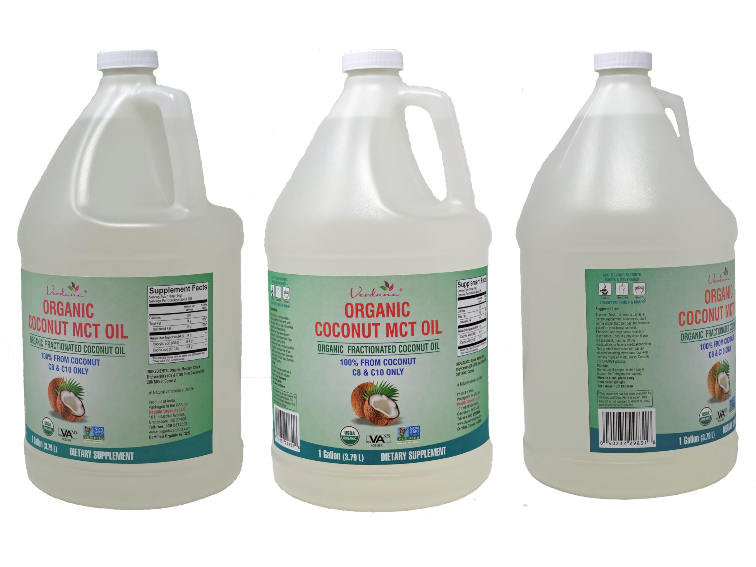 Foto 3 pulgar | Aceite Mct De Coco Verdana Usda, Grado Alimenticio Orgánico, 1 Galón - Venta Internacional.