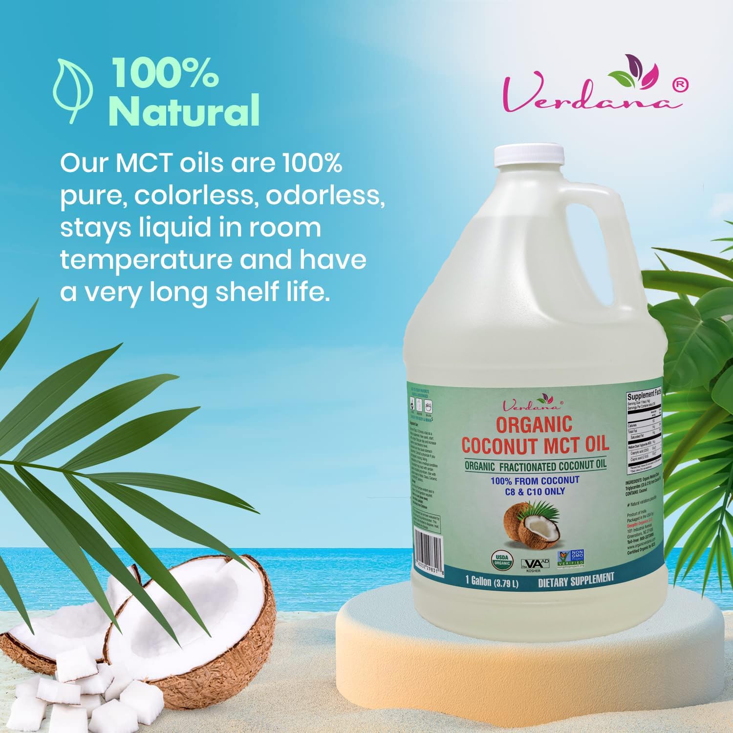 Foto 4 | Aceite Mct De Coco Verdana Usda, Grado Alimenticio Orgánico, 1 Galón - Venta Internacional.