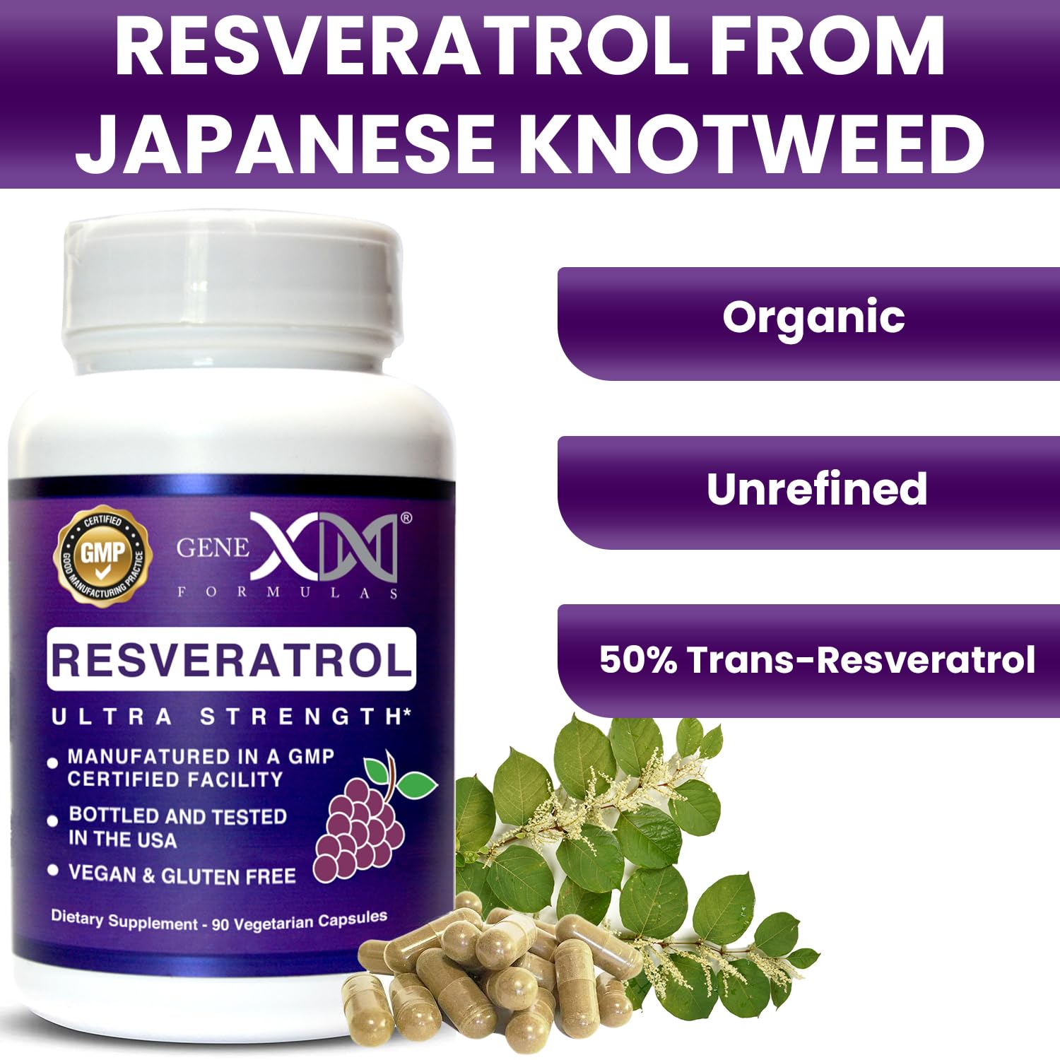 Foto 3 pulgar | Suplemento Genex Resveratrol 1500 Mg Con Bioperine 90 Cápsulas - Venta Internacional.