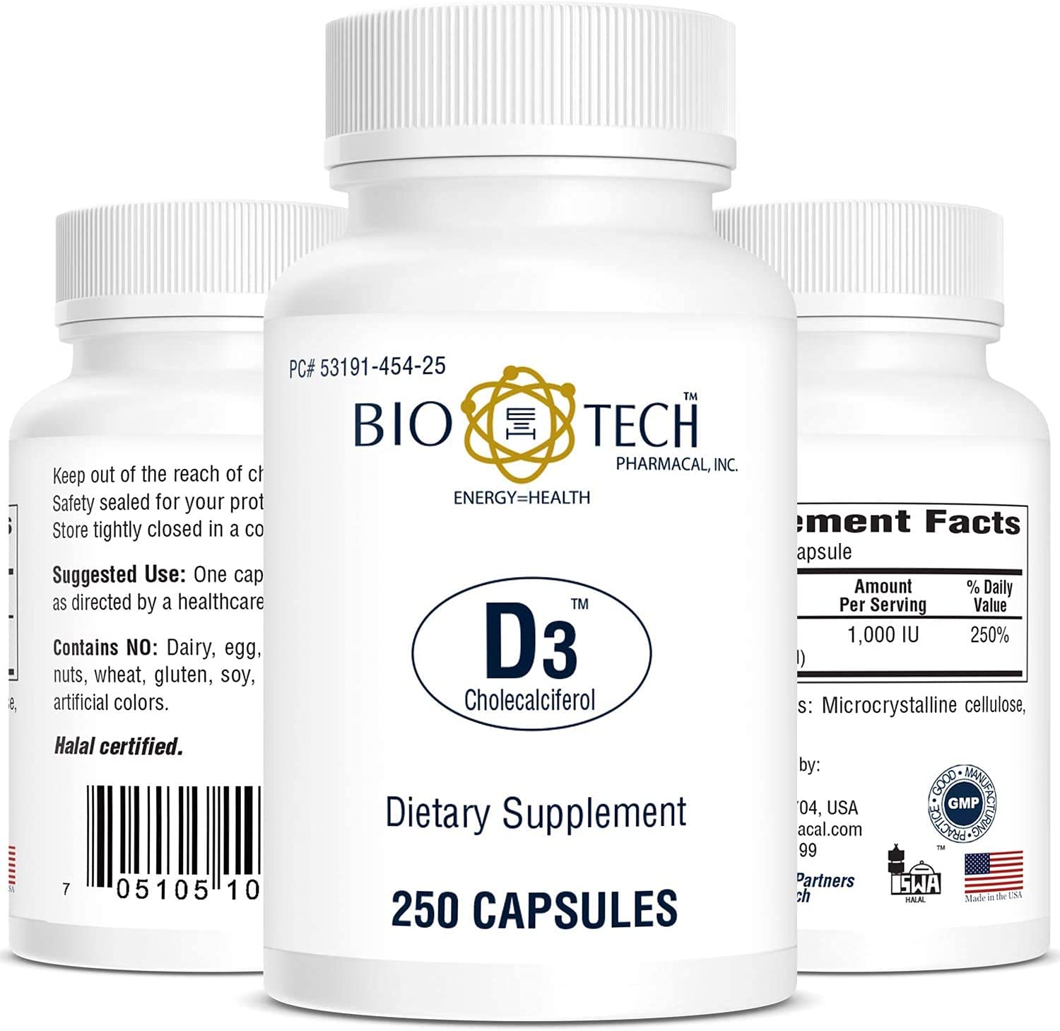 Foto 2 | Suplemento Bio-tech Pharmacal De Vitamina D3 5000 Ui 250 Cápsulas - Venta Internacional.