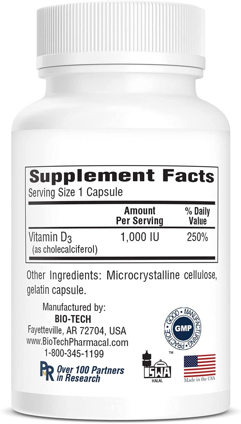 Foto 4 | Suplemento Bio-tech Pharmacal De Vitamina D3 5000 Ui 250 Cápsulas - Venta Internacional.