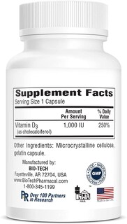 Foto 4 | Suplemento Bio-tech Pharmacal De Vitamina D3 5000 Ui 250 Cápsulas - Venta Internacional.