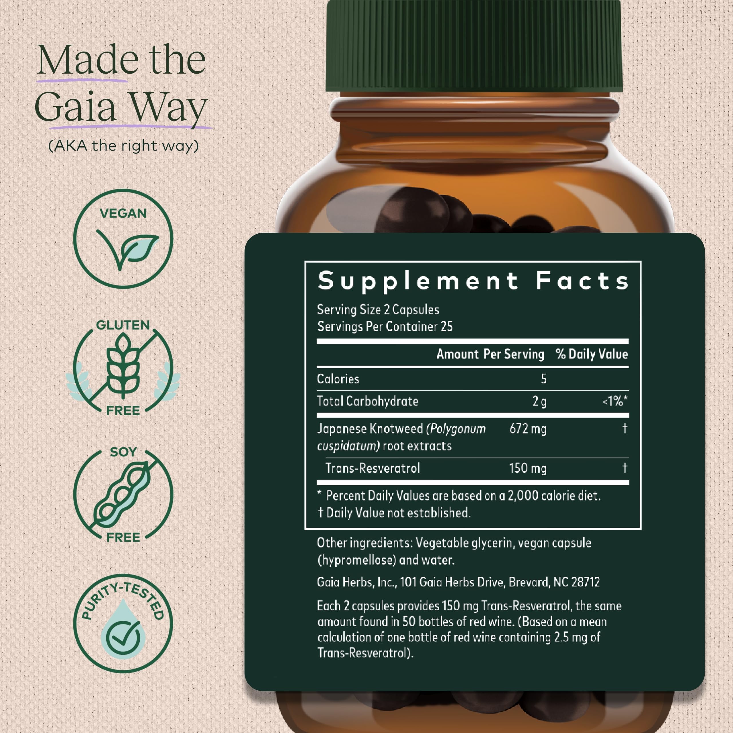 Foto 3 pulgar | Suplemento Gaia Herbs Resveratrol 150 Beauty & Radiance - Venta Internacional.