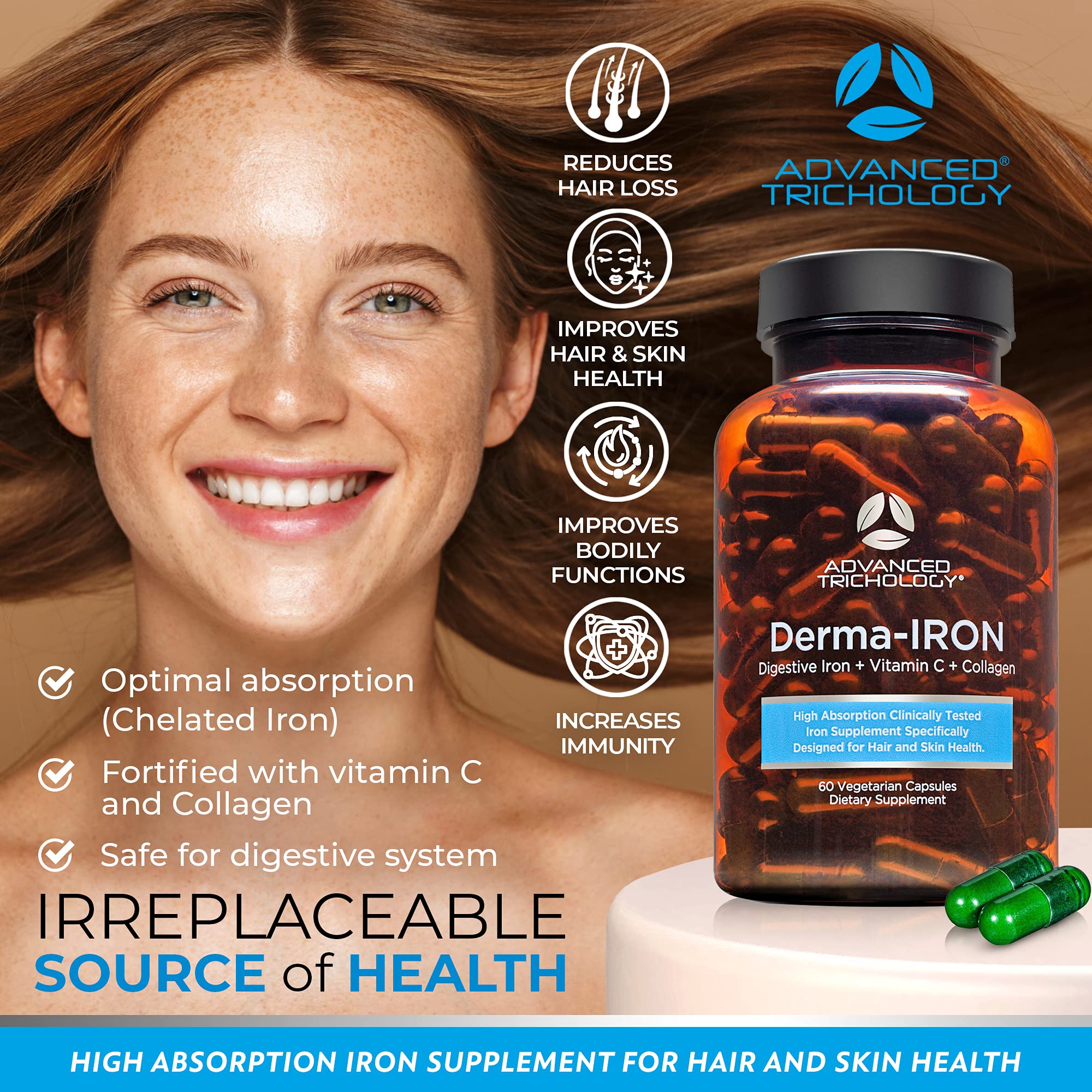 Foto 3 pulgar | Suplemento Advanced Trichology Derma-iron - Venta Internacional