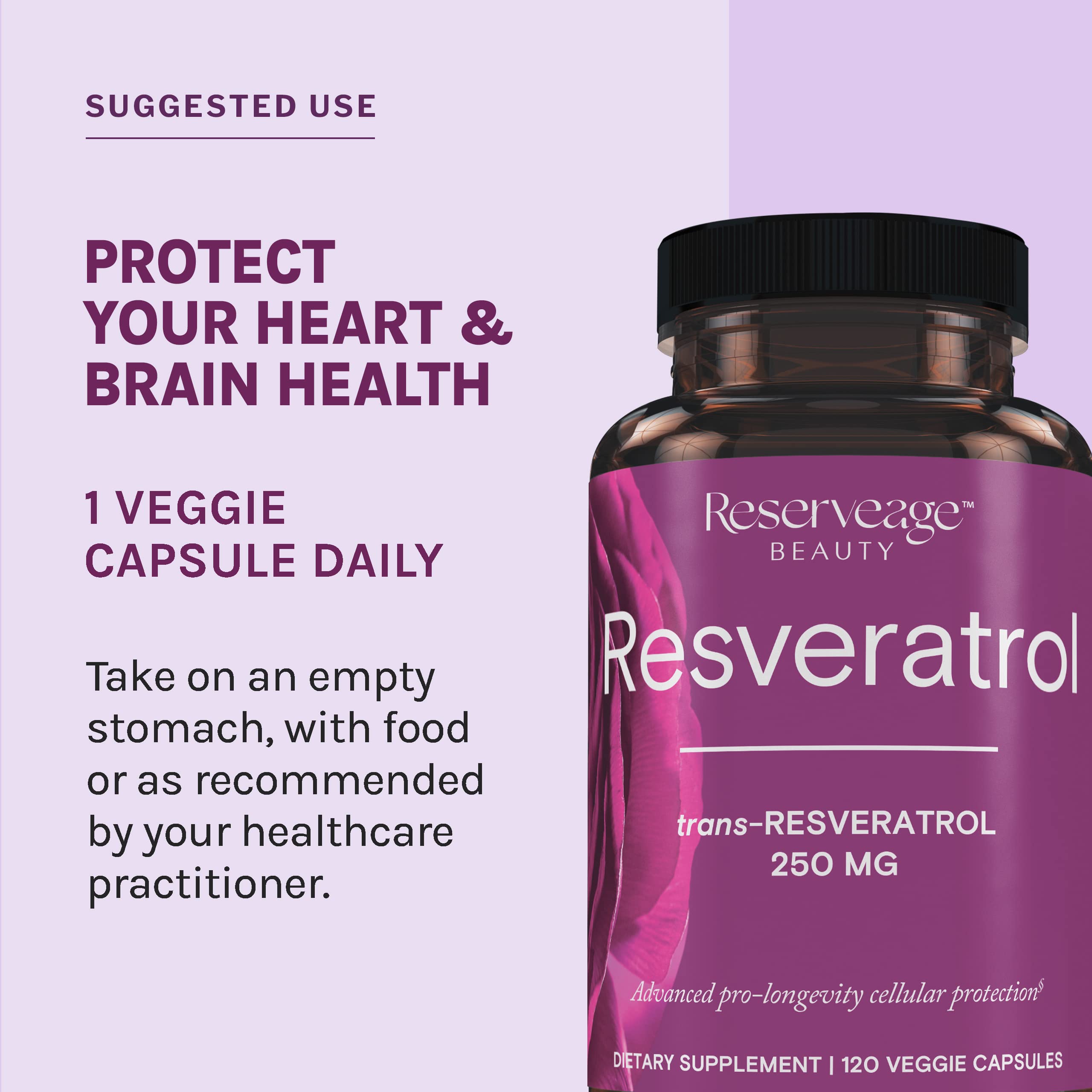 Foto 5 pulgar | Suplemento Reserveage Beauty Resveratrol 250 Mg 120 Cápsulas - Venta Internacional.