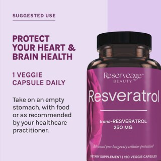 Foto 4 | Suplemento Reserveage Beauty Resveratrol 250 Mg 120 Cápsulas - Venta Internacional.