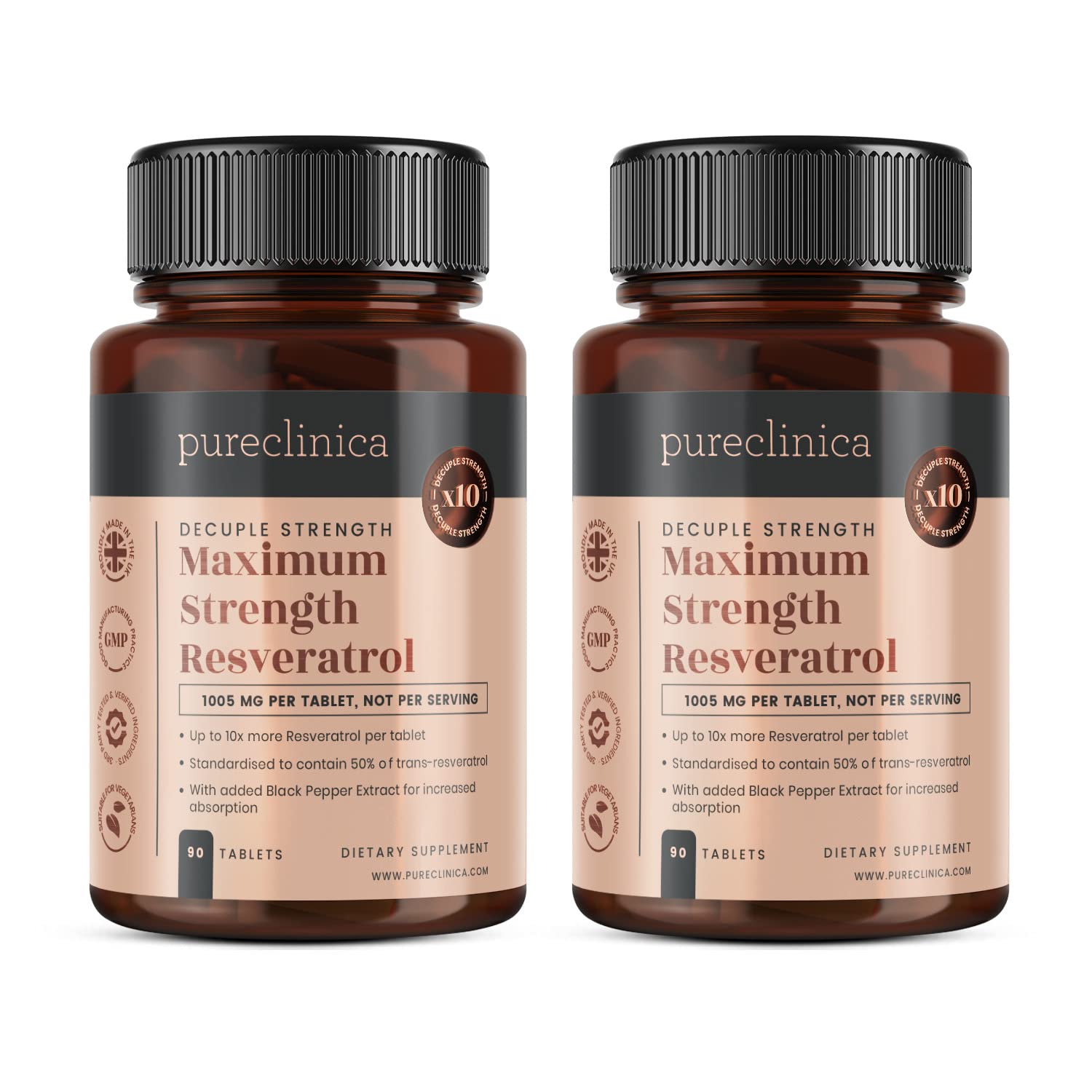 Suplemento Pureclinica Resveratrol 1000 Mg X 180 Tabletas - Venta Internacional.
