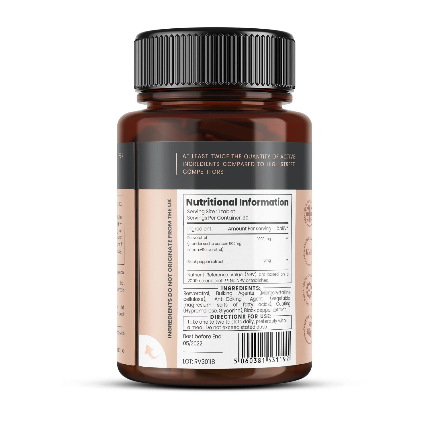 Foto 3 pulgar | Suplemento Pureclinica Resveratrol 1000 Mg X 180 Tabletas - Venta Internacional.