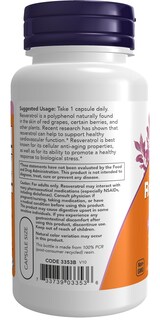 Foto 3 | Suplemento Now Foods, Resveratrol Natural, 200 Mg, 60 Cápsulas Vegetarianas - Venta Internacional.