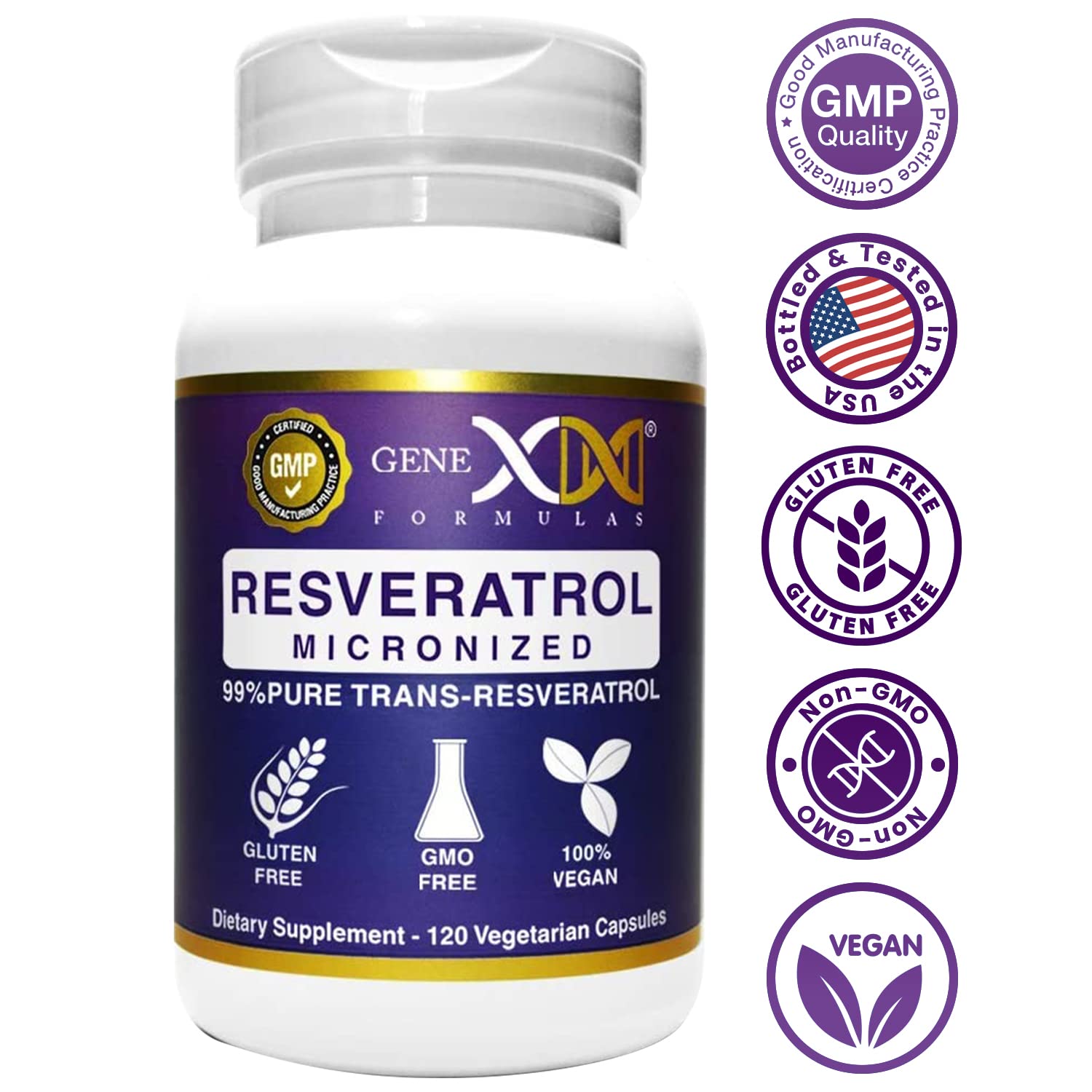 Foto 7 pulgar | Suplemento Genex 99% Trans-resveratrol Micronizado 1000 Mg 120 Cápsulas - Venta Internacional.