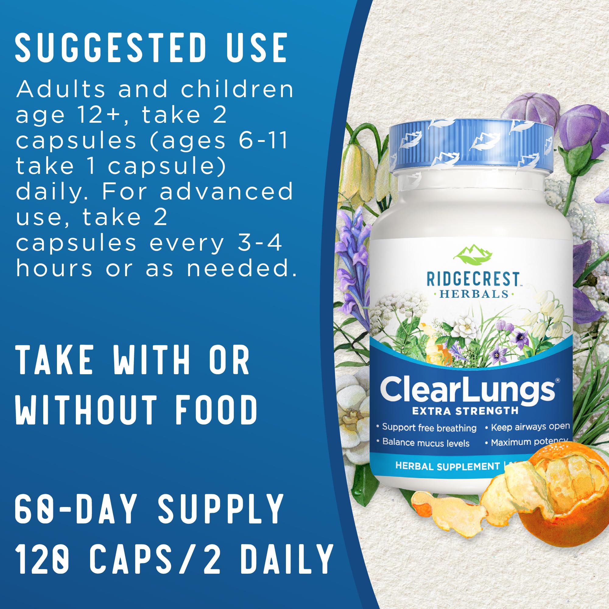 Foto 4 pulgar | Suplemento Ridgecrest Herbals Clearlungs Extra Strength 120 Cápsulas - Venta Internacional.