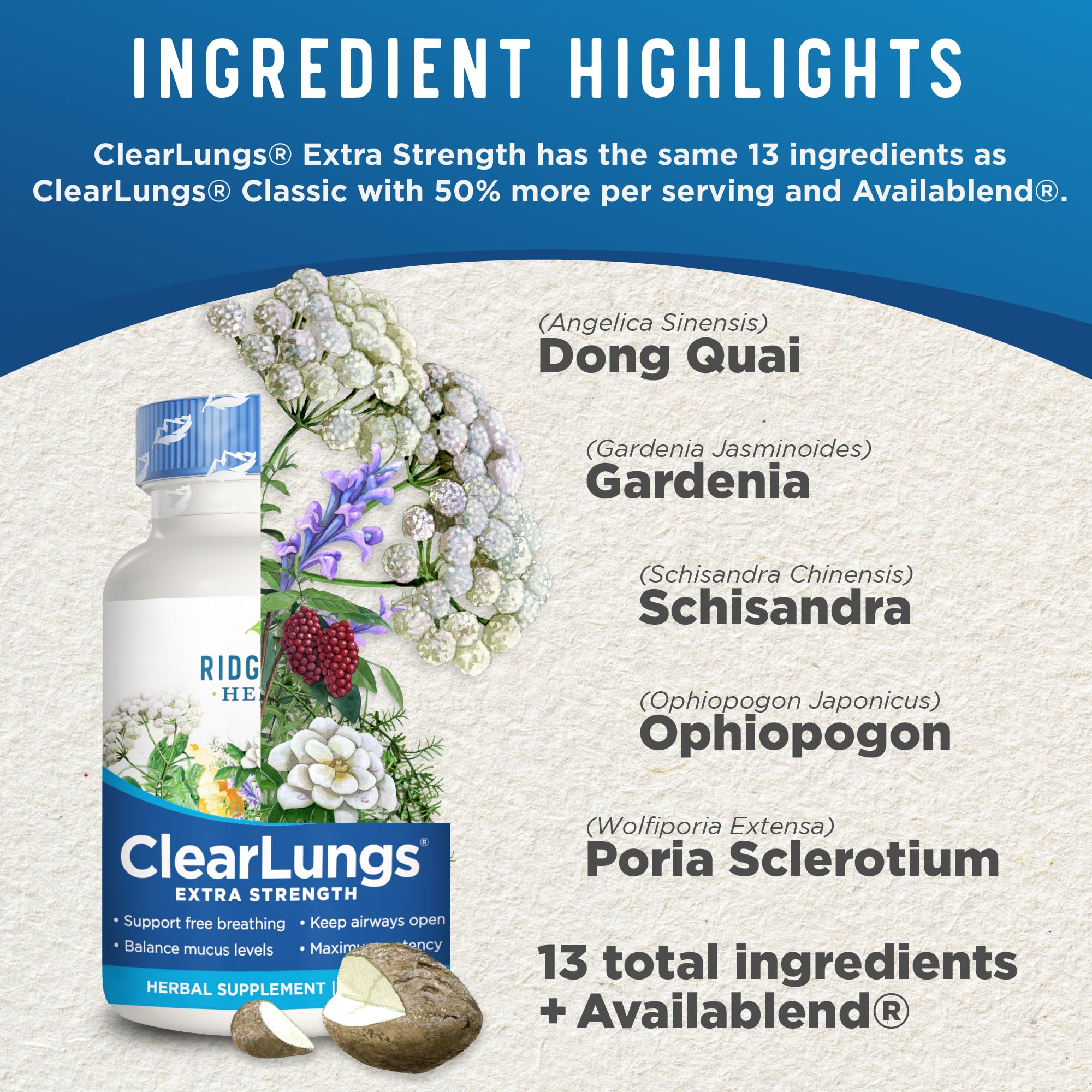 Foto 5 pulgar | Suplemento Ridgecrest Herbals Clearlungs Extra Strength 120 Cápsulas - Venta Internacional.