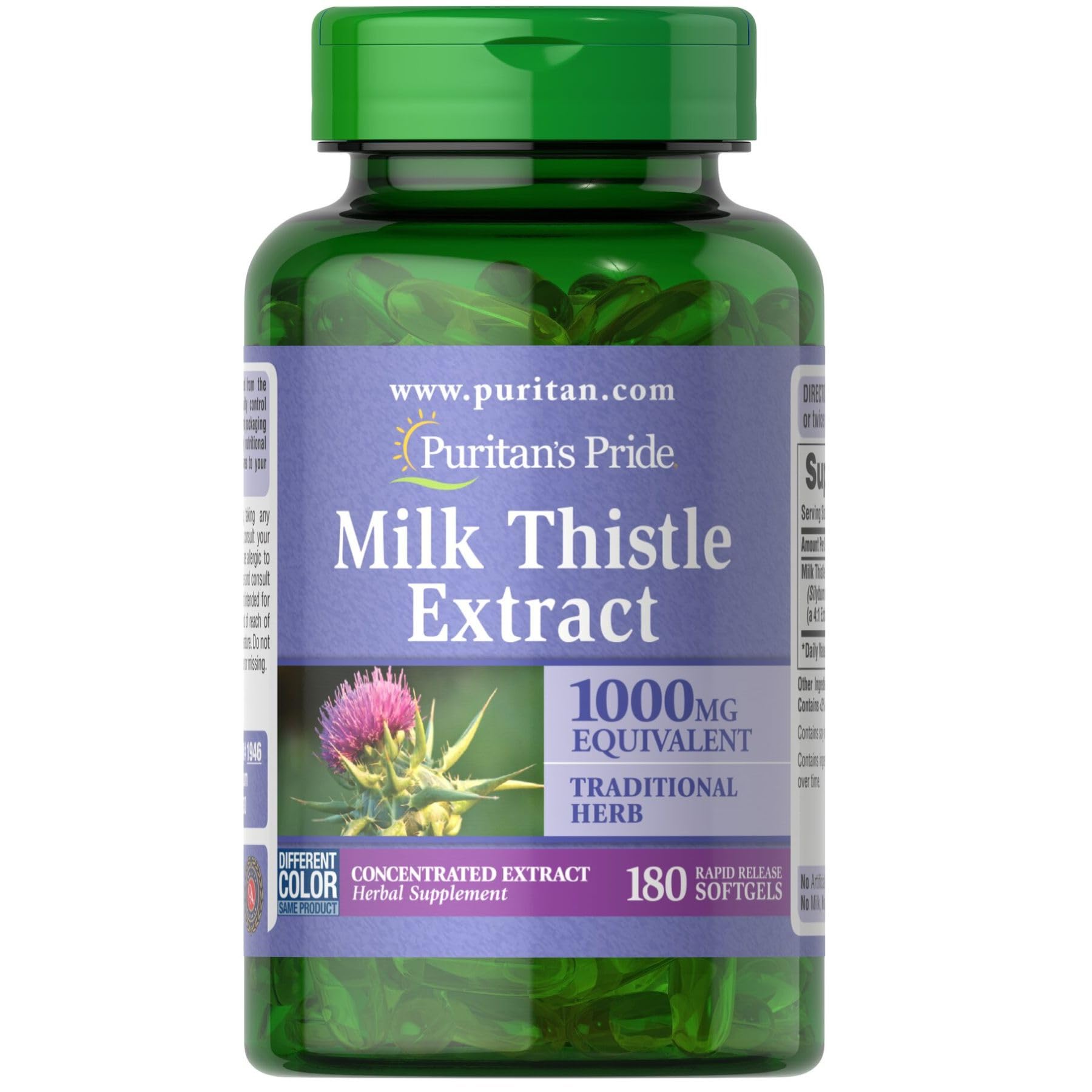 Suplemento De Extracto De Cardo Mariano 4:1 De Puritan's Pride, 1000 Mg - Venta Internacional.