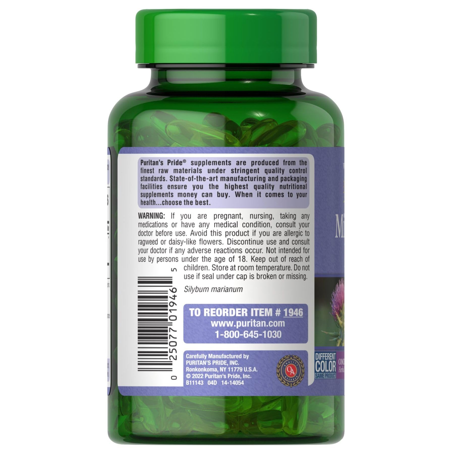 Foto 4 pulgar | Suplemento De Extracto De Cardo Mariano 4:1 De Puritan's Pride, 1000 Mg - Venta Internacional.
