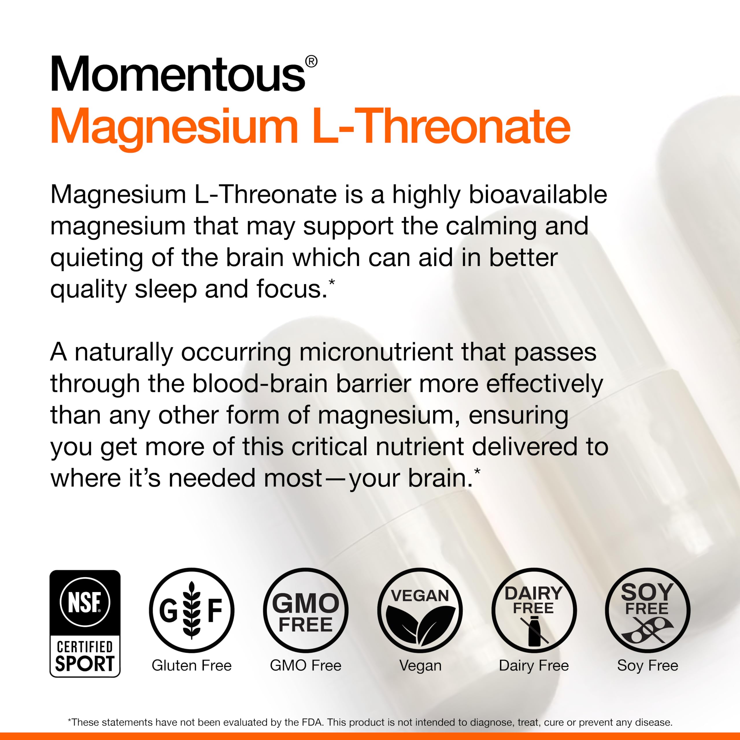 Foto 5 pulgar | Suplemento De L-treonato De Magnesio Momentous Magtein 145 Mg - Venta Internacional.