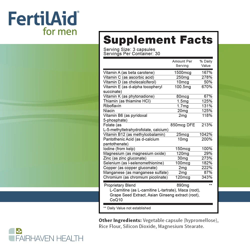 Foto 4 | Suplemento Fairhaven Health Fertilaid For Men Fertilidad Masculina Mejora En La Calidad De Espermatozoides 90 Cápsulas