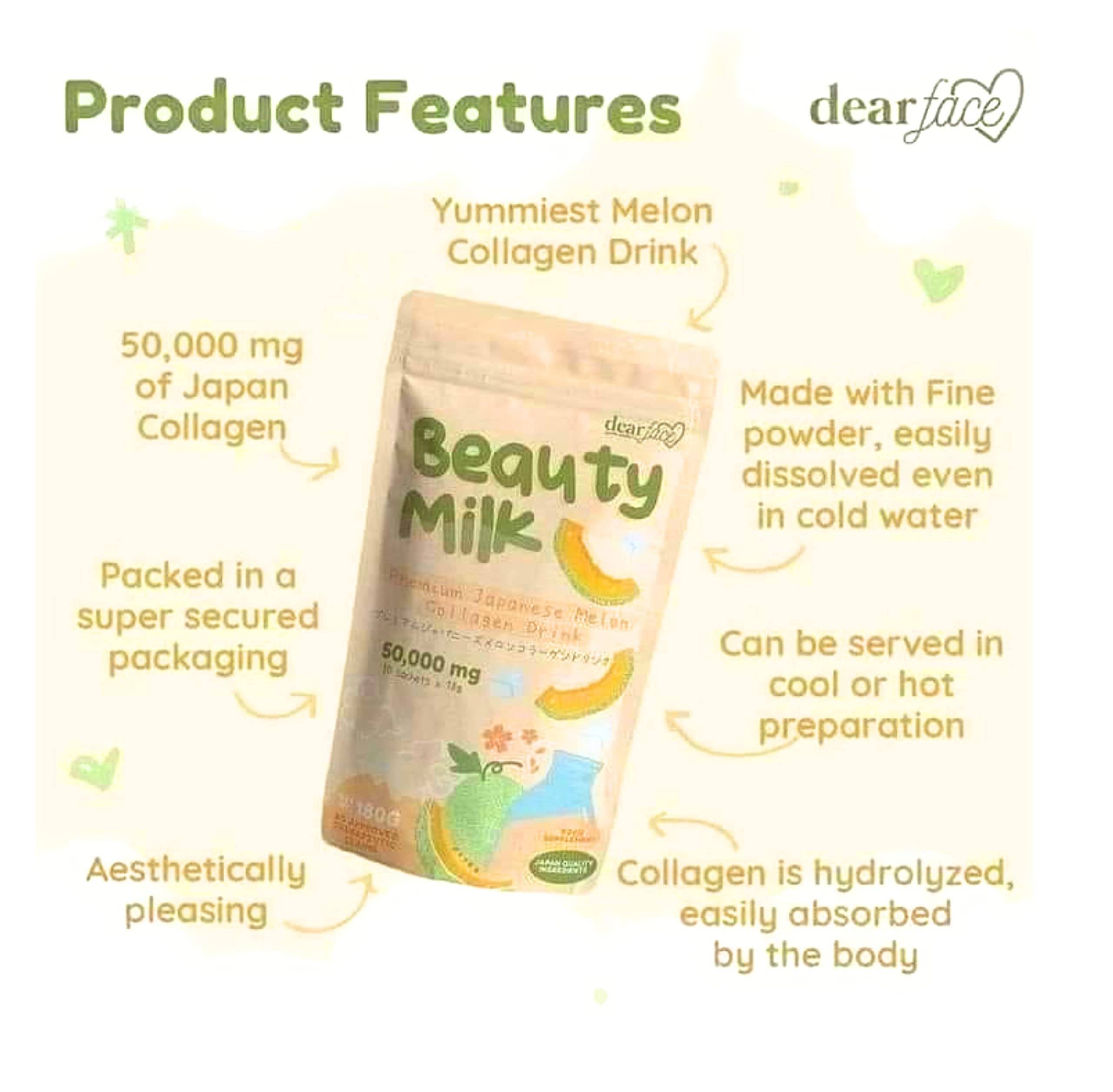 Foto 5 pulgar | Drink Dear Face Beauty Milk, Colágeno Japonés, Melón, 180 Ml - Venta Internacional.