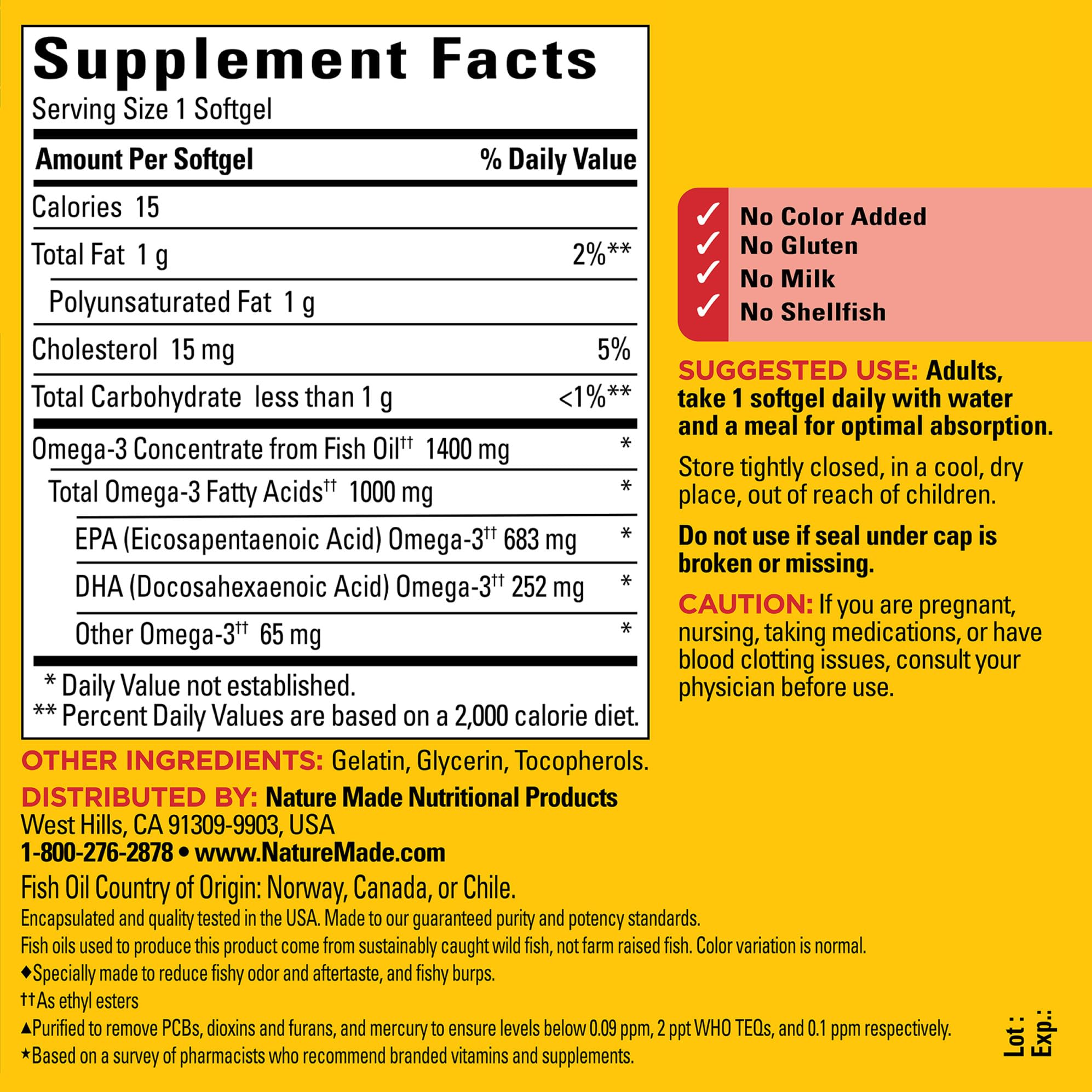 Foto 6 pulgar | Suplementos Nature Made Burp Less Ultra Omega 3 1400 Mg - Venta Internacional.