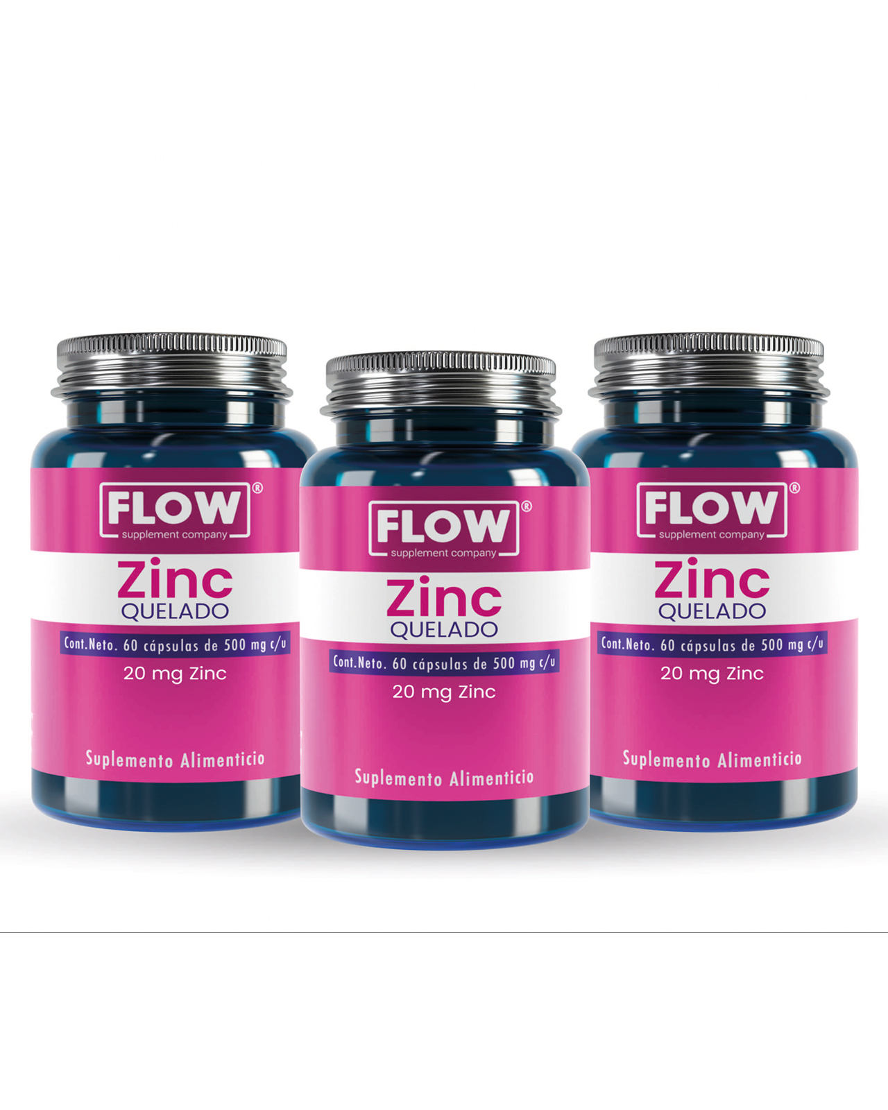 Foto 2 pulgar | Vitaminas Y Minerales Natural Flow Supplements 3 Pack -  Zinc Quelado 180 Capsulas De 500 Mg