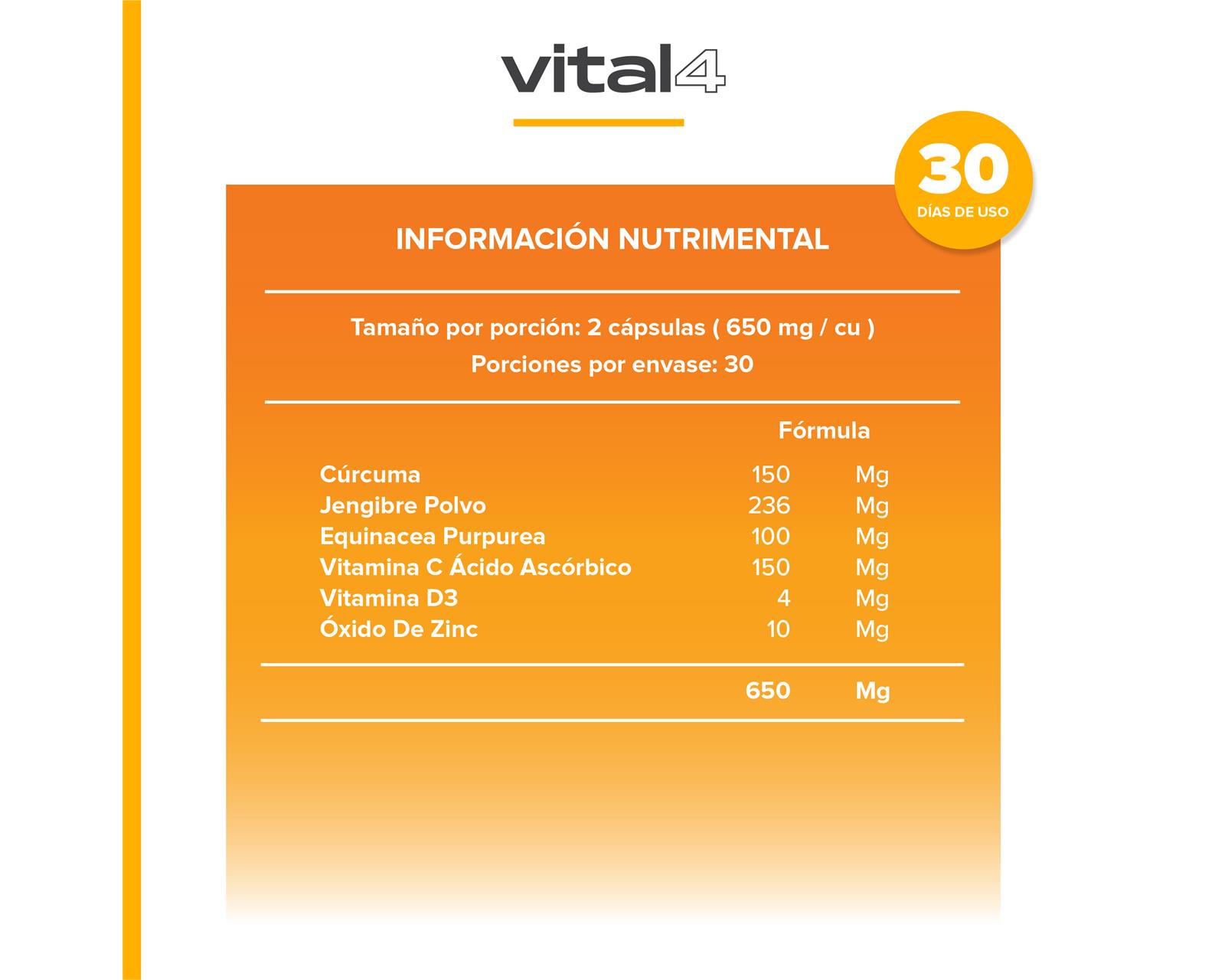 Foto 5 pulgar | Suplemento Multivitamínico Sistema Inmune Con Vitamina C Vital4 60 Cápsulas