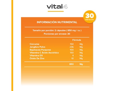 Foto 4 | Suplemento Multivitamínico Sistema Inmune Con Vitamina C Vital4 60 Cápsulas