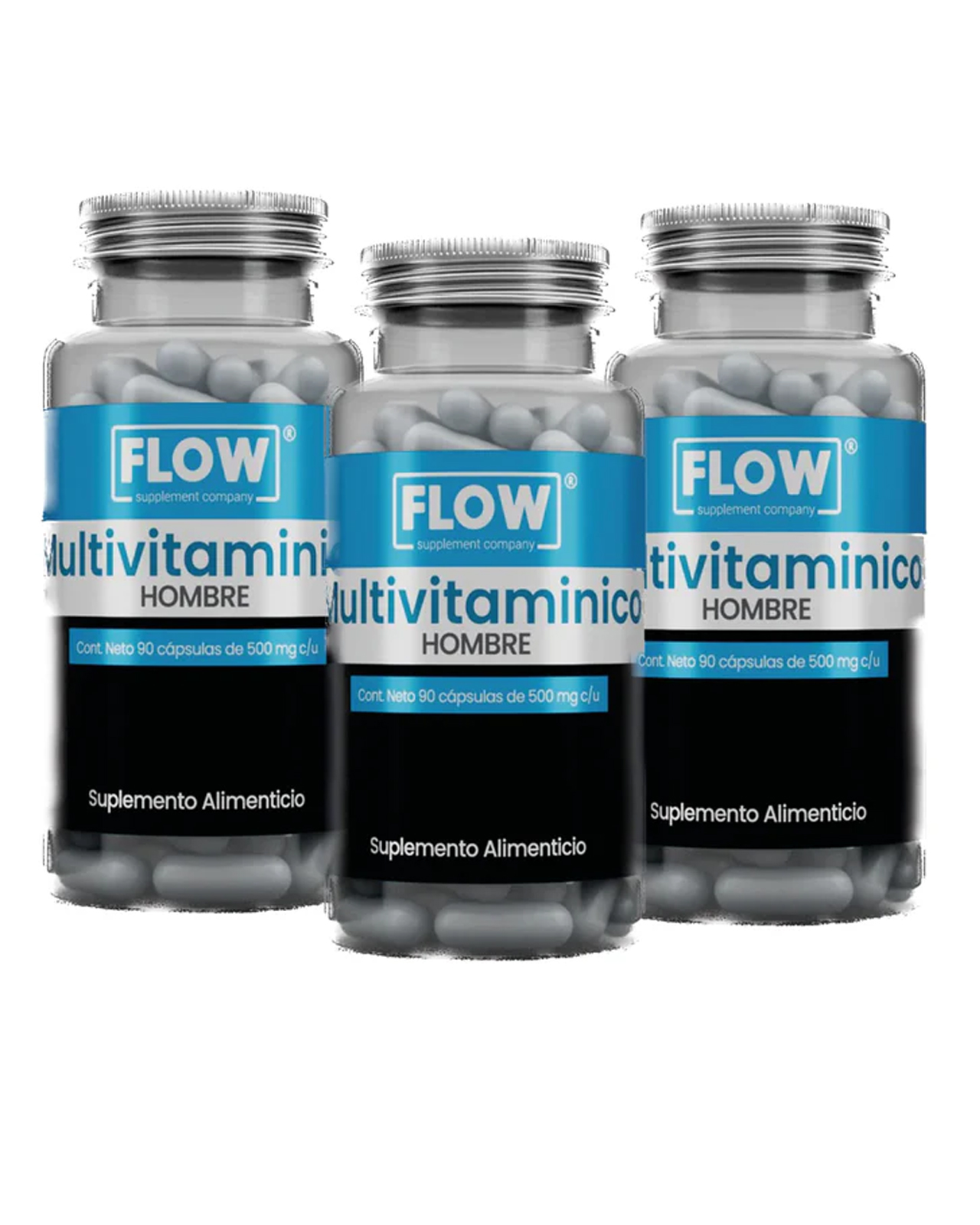 Foto 1 | Flow Vitaminas, Minerales Y Suplementos 3 Pack - Multivitamínico Premium Para Hombre Con 270 Capsulas De 500 Mg