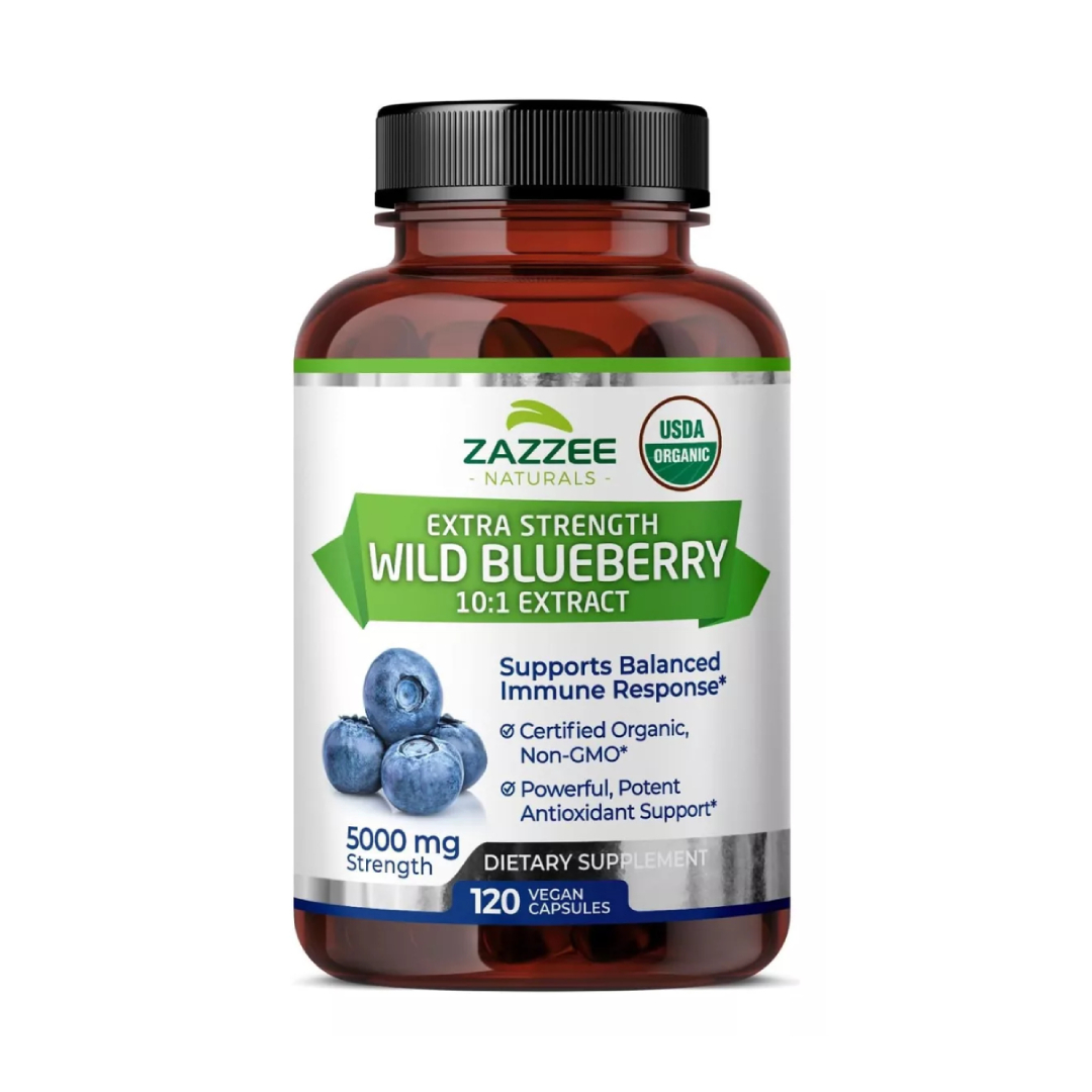 Zazzee Wild Blueberry Extracto De Arándano Silvestre Antioxidante Salud Ocular 120 Cápsulas