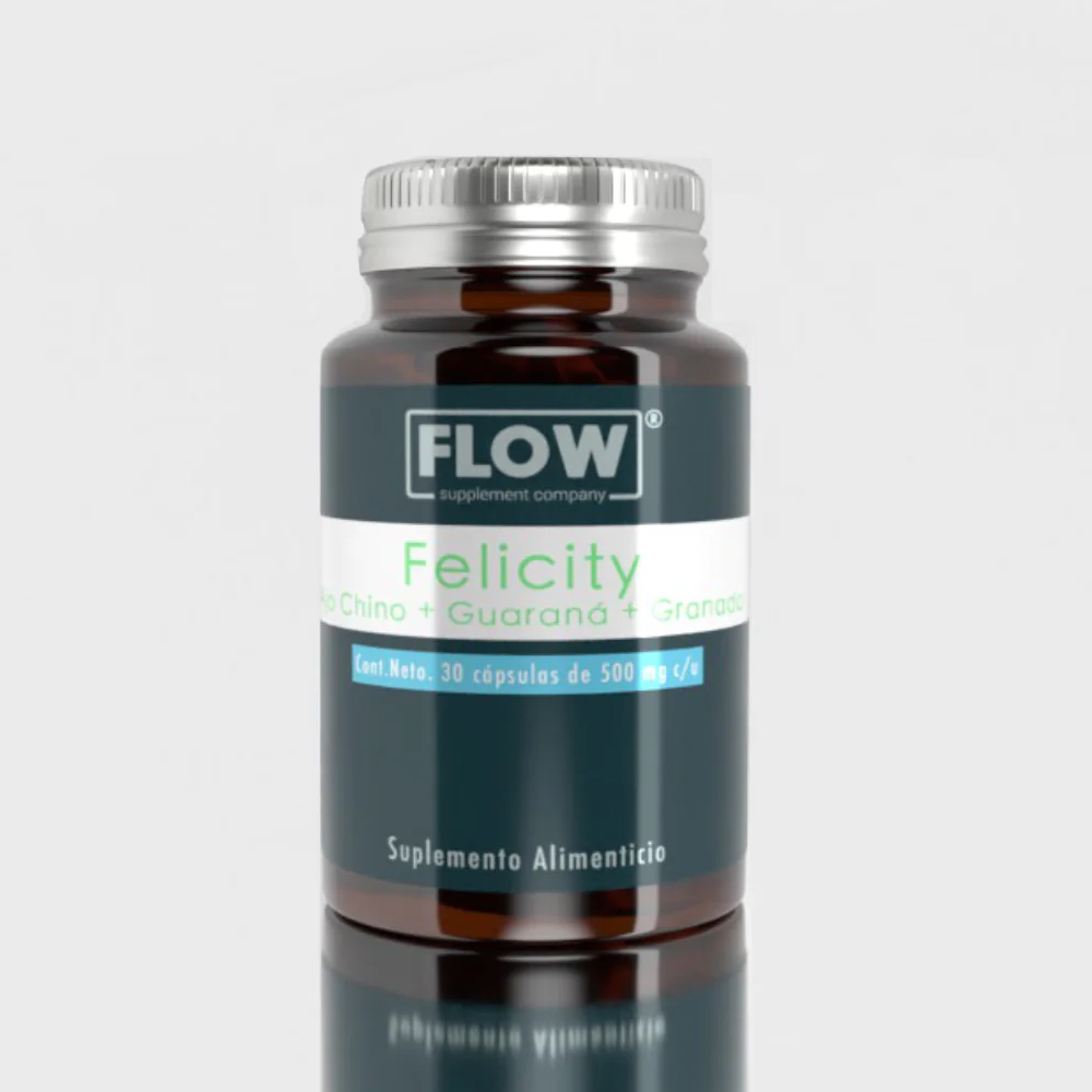 Flow Vitaminas, Minerales Y Suplementos - Felicity Ajo Chino Con Guarana Y Granada Con 30 Cápsulas De 500 Mg.